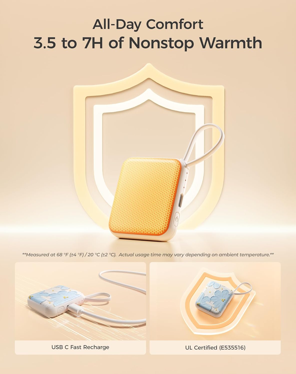 OCOOPA Hand Warmers Rechargeable, Smart Temp Control 7H*2 Long Safe Heat, Ultra Slim, Pocket-Size Design That Fits Gloves, Gifts for Women, Outdoor, Office, Commute (UT5 Nano)