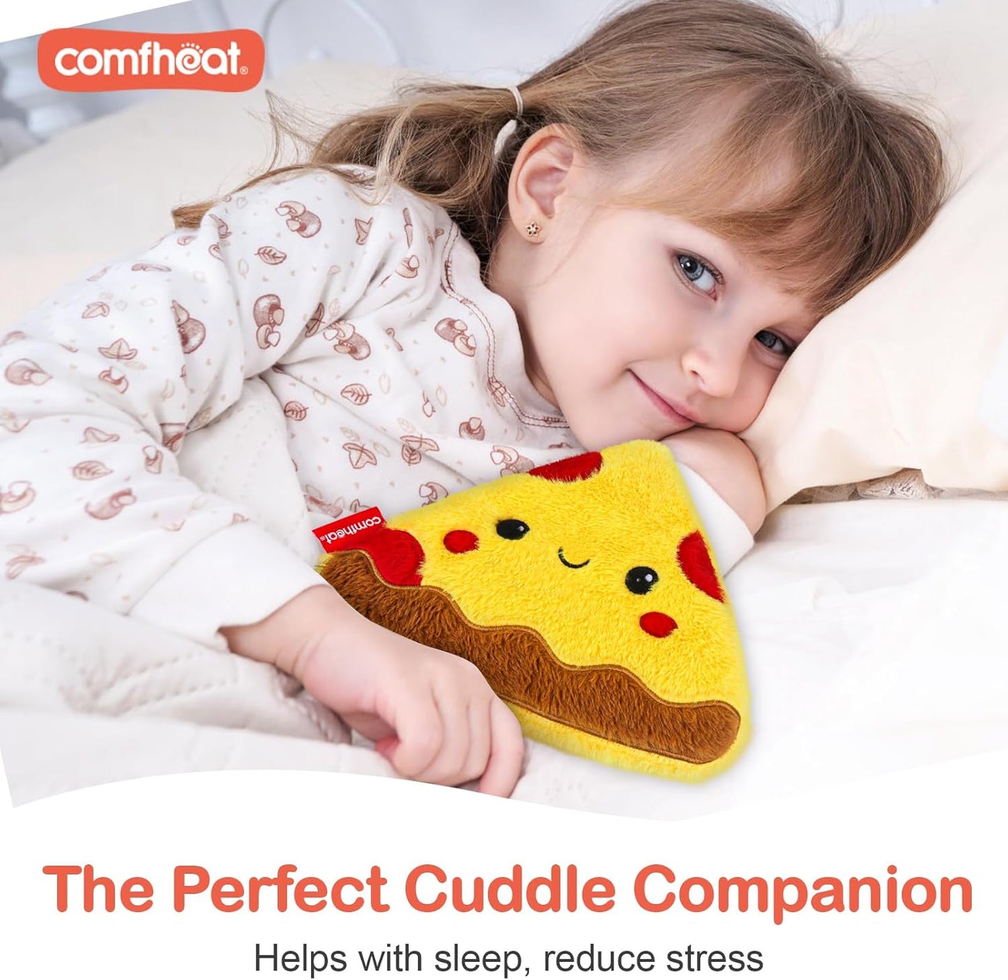 Pizza Slice Microwave Heating Pad - Hot & Cold Therapy with Natural Flaxseed Filling, Moist Heat for Pain Relief of Abodomen, Shoulder, Removable Washable Cover, Unscented Natural Heat Pack