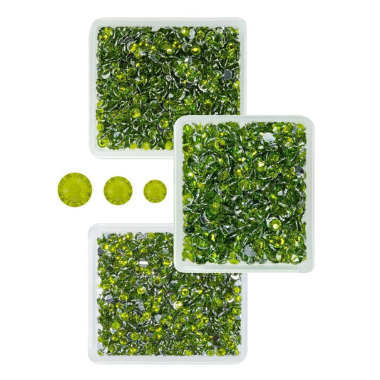 Olive Green Crystal Resin Rhinestones for Crafting 3mm 4mm 5mm Grass Green Flatback Stones Non-Hotfix Diamonds Crystals Gems for Nails Face Eyes Makeup Body Tumblers Bottles DIY Crafts Clothes