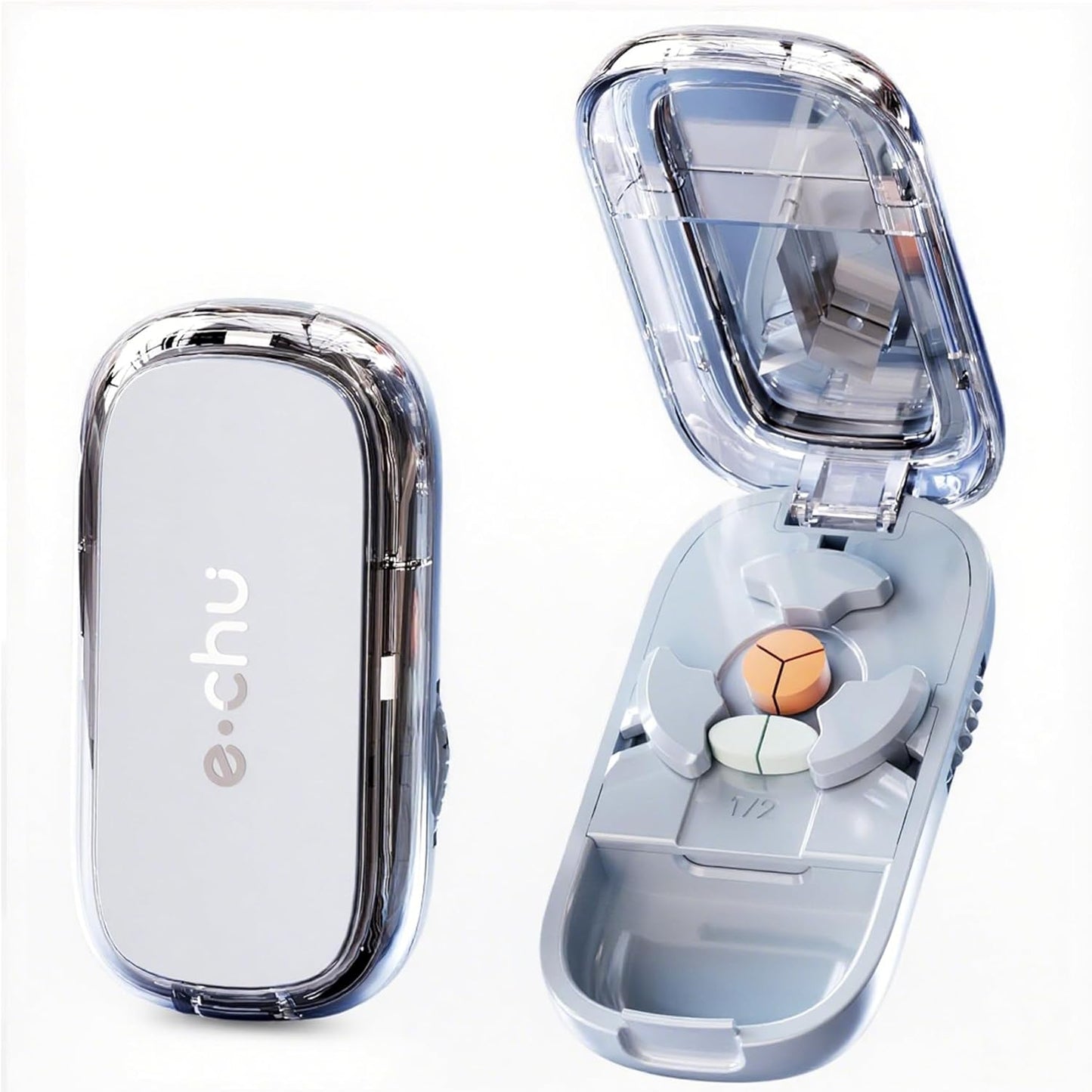 Pill Cutter Splitter for Small and Tiny Pills - Adjustable Pill Splitter with Centering Device for Cutting Multiple Pills, Accurate Alignment and Easy to Use (1/3 Blue)