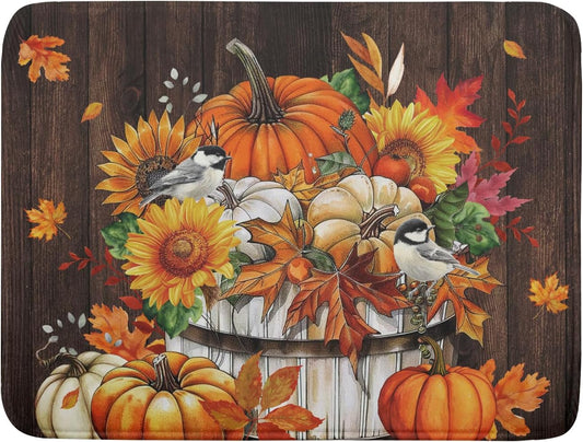 Fall Pumpkin Dish Drying Mat for Kitchen Counter Decor 18x24 Inch Halloween Thanksgiving Dish Drainer Mats Absorbent Reversible Dishes Pad