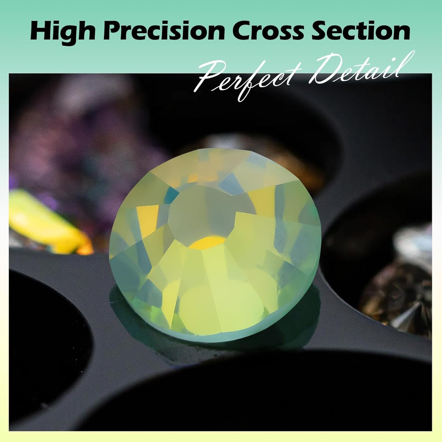 F Green Flatback Rhinestones, Glass Rhinestones for Nail Art and Craft, Glue Fix, Loose Crystal Gemstones(F Green, SS6, 1440pcs, 1.9-2.0mm)