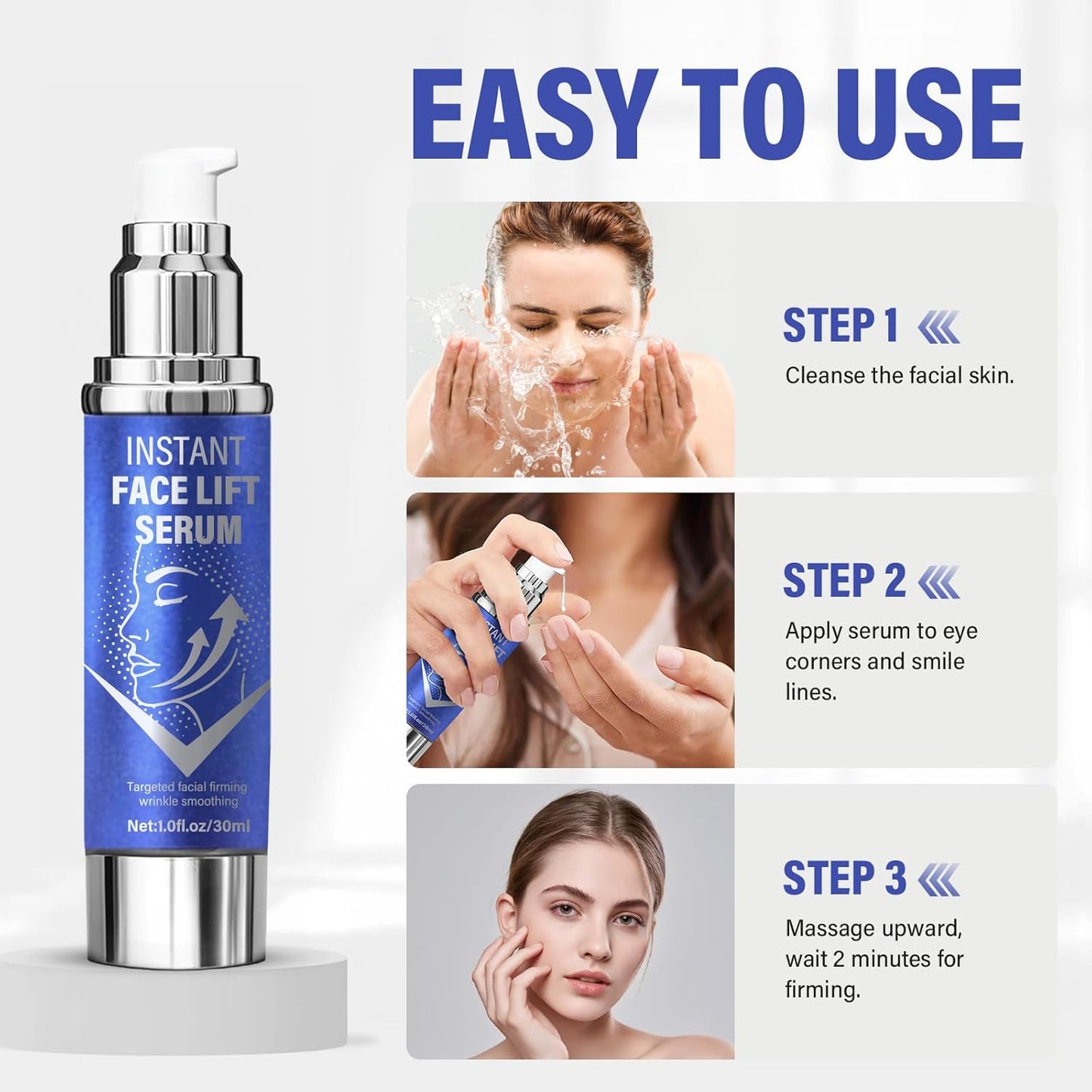 Instant Face Lift Serum，Face Lifting & Skin Tightening, Smooth Fine Lines, Pores and Deep Wrinkles,1Fl Oz