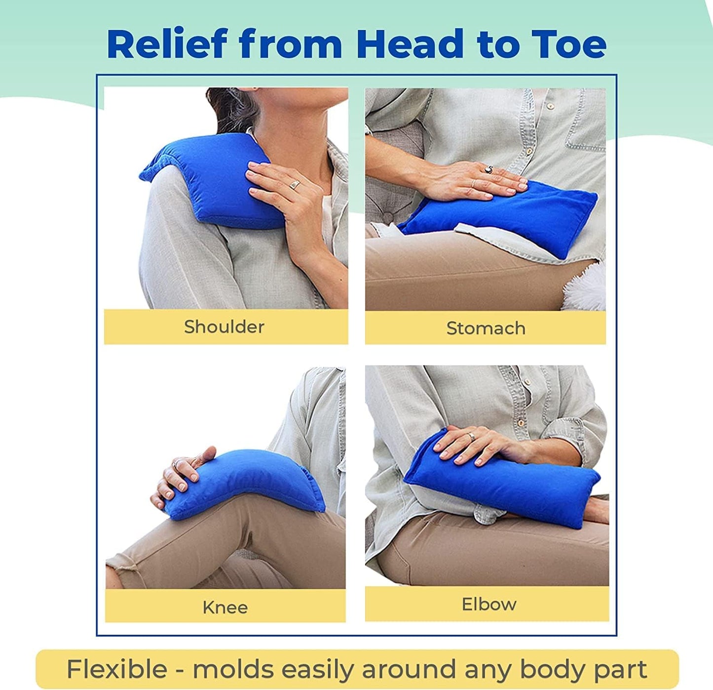 My Heating Pad for Pain Relief - Moist Microwavable Heating Pad for Joints and Muscles Relief - Microwave Hot Pack Heat Pad for Cramps - Calming Chilled or Heated Pad Therapy - 1 Pack Blue