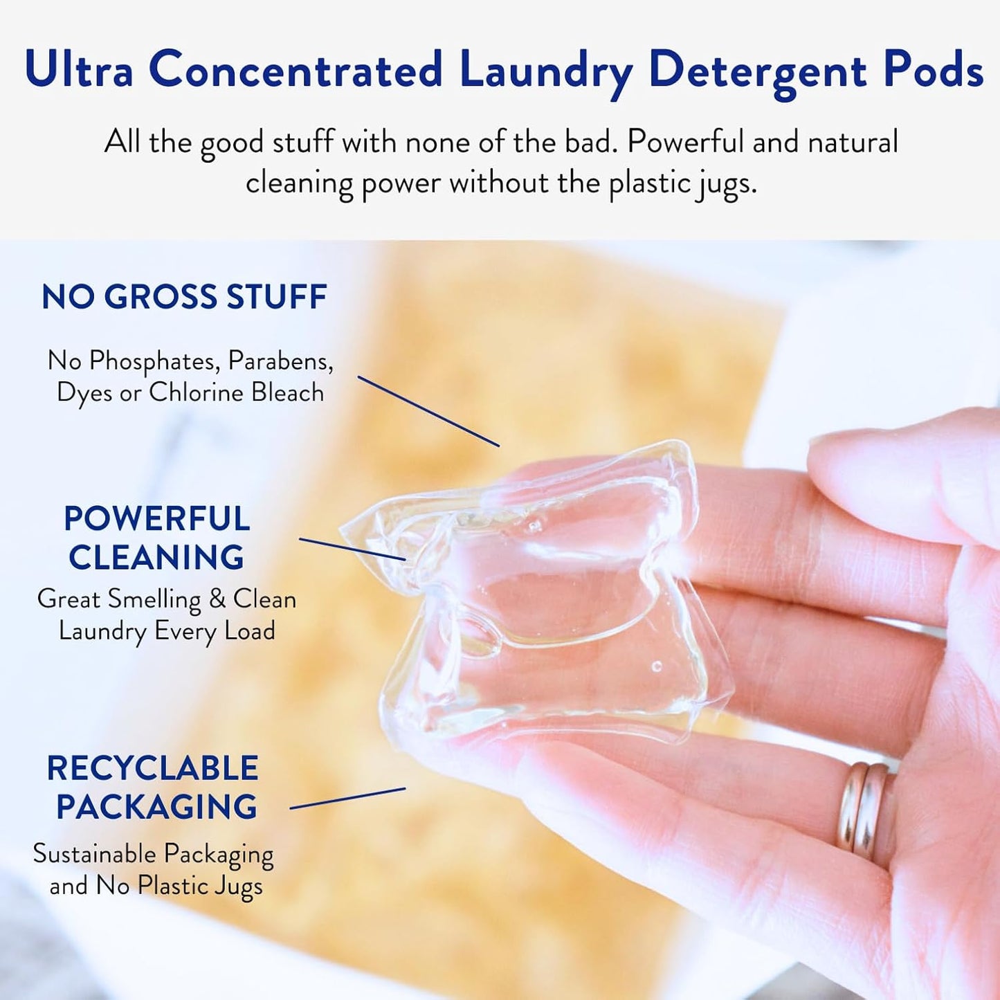 The Clean People Laundry Detergent Pods - Recyclable Packaging, Hypoallergenic, Stain Fighting - Ultra Concentrated, Laundry Soap - Baby (Unscented), 96 Pack