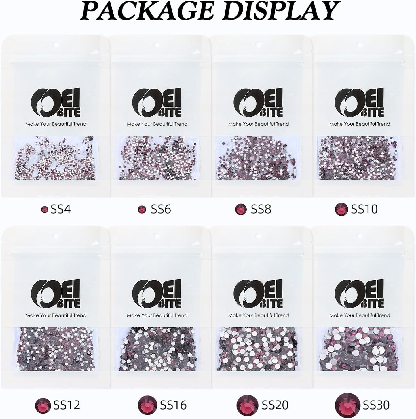 Purple Flatback Rhinestones, Glass Rhinestones for Nail Art and Craft, Glue Fix, Loose Crystal Gemstones(Purple, SS16, 1440pcs, 3.8-4.0mm)