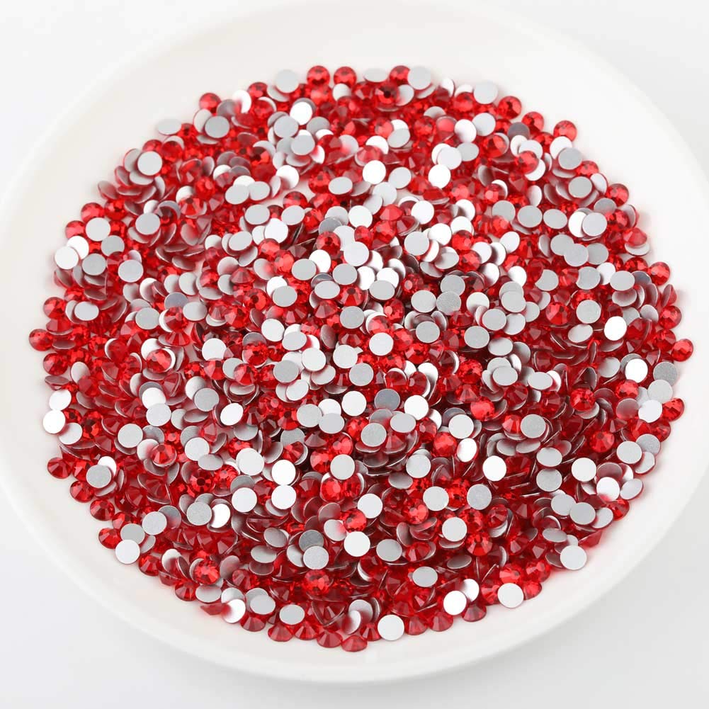 beadsland Flat Back Crystal Rhinestones Round Gems, Light Siam (1.9-2.0mm) SS6/1440pcs