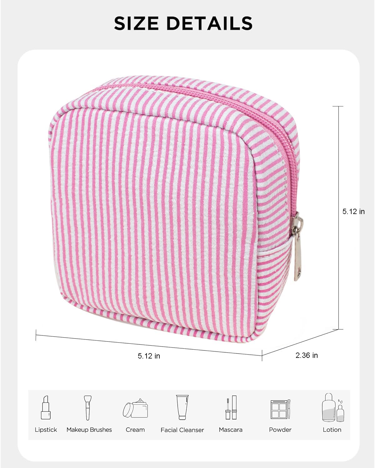 Mini Makeup Bag, Small Makeup Pouches for Purse Cute Cosmetics Bag Pouch with Slip-in Pockets Small Travel Toiletry Bag Makeup Storage Bag Lipstick Organizer Purse Essentials (Mini Pink)