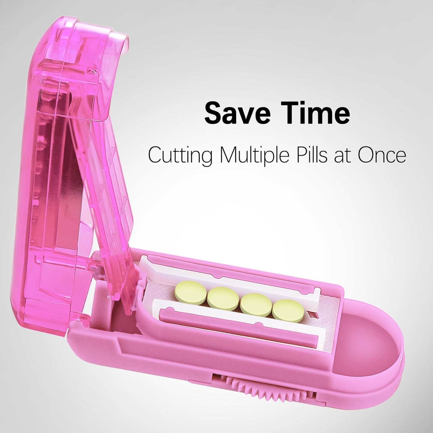 Pill Cutter Splitter for Small and Tiny Pills, Pill Cutter for Small or Large Pills, Pill Splitter for Multiple Pills at a Time with Centering Device and Stainless Steel Blade (Pink)