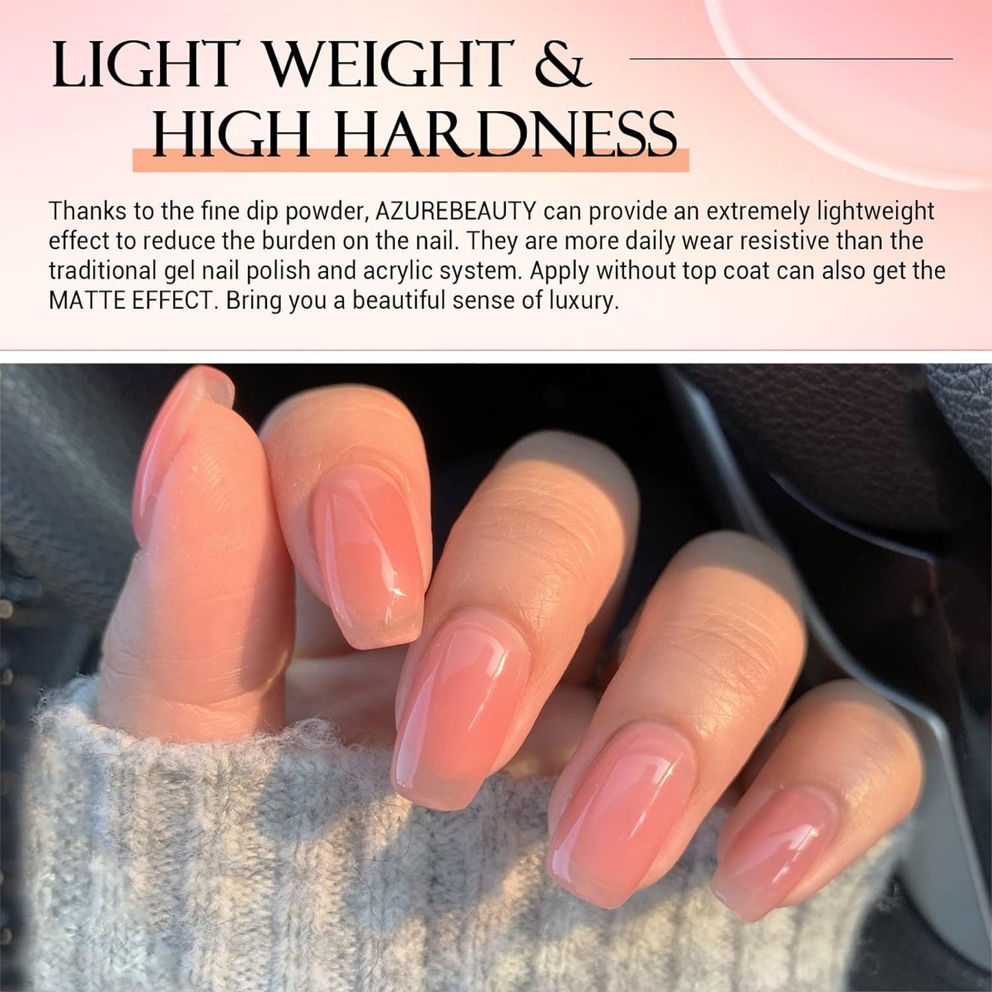 AZUREBEAUTY Dip Powder Nail Starter Kit, 4 Colors Translucent Jelly Nude Gentle Pink Dipping Powder System Liquid Set with Base & Top Coat Activator for French Nail Art Manicure Salon DIY