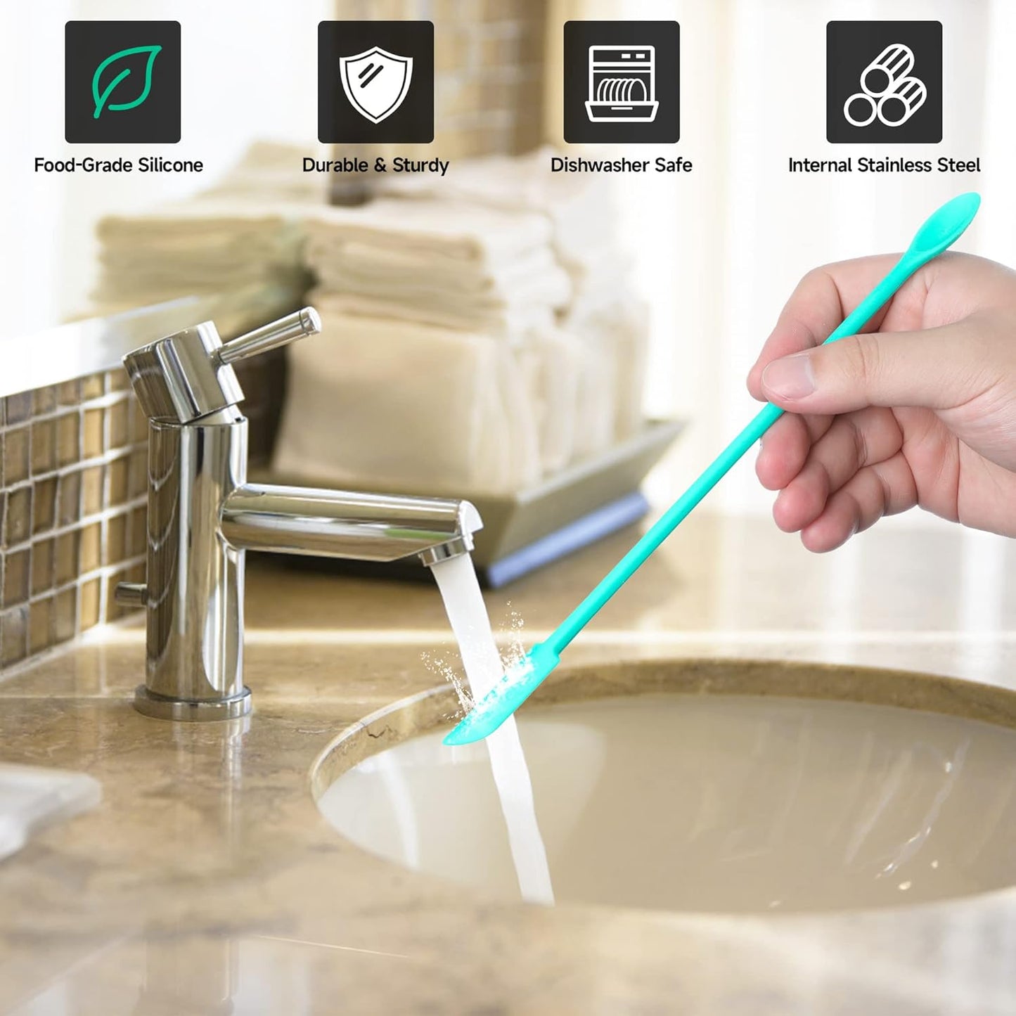 Mini Spatula Silicone Spatula Set - 4pcs Small Makeup Scrapers for Cosmetics, Reusable Beauty Tiny Tools, Thin Jar Scraper, Get the Last of the Makeup Out of the Bottle(Multicolor)