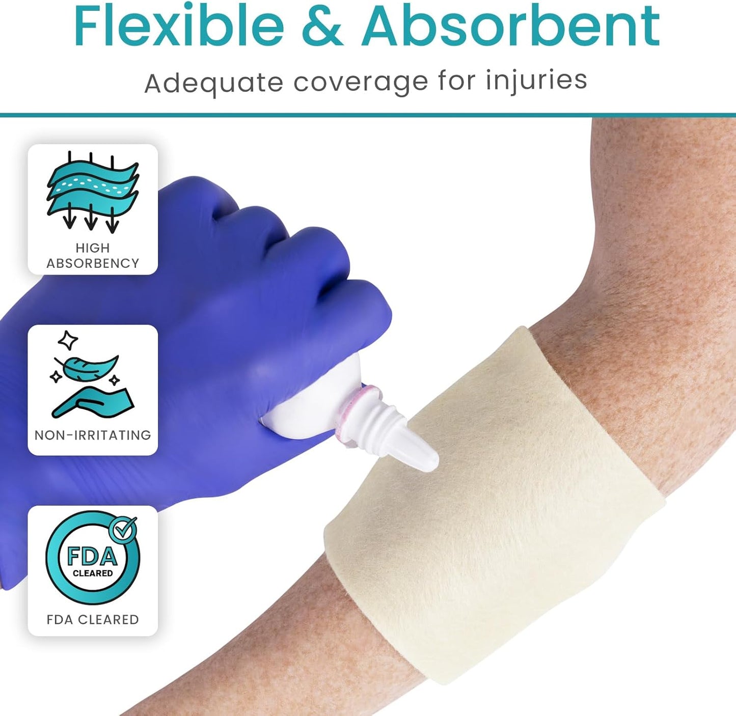 ViveCare Hemostatic Gauze (2"x2") - Quick Clot Dressing to Stop Bleeding - Wound Clotting Bandage Pads for First Aid Kit - Healing for Cuts, Abrasions, Lacerations - Product Made with Chitosan