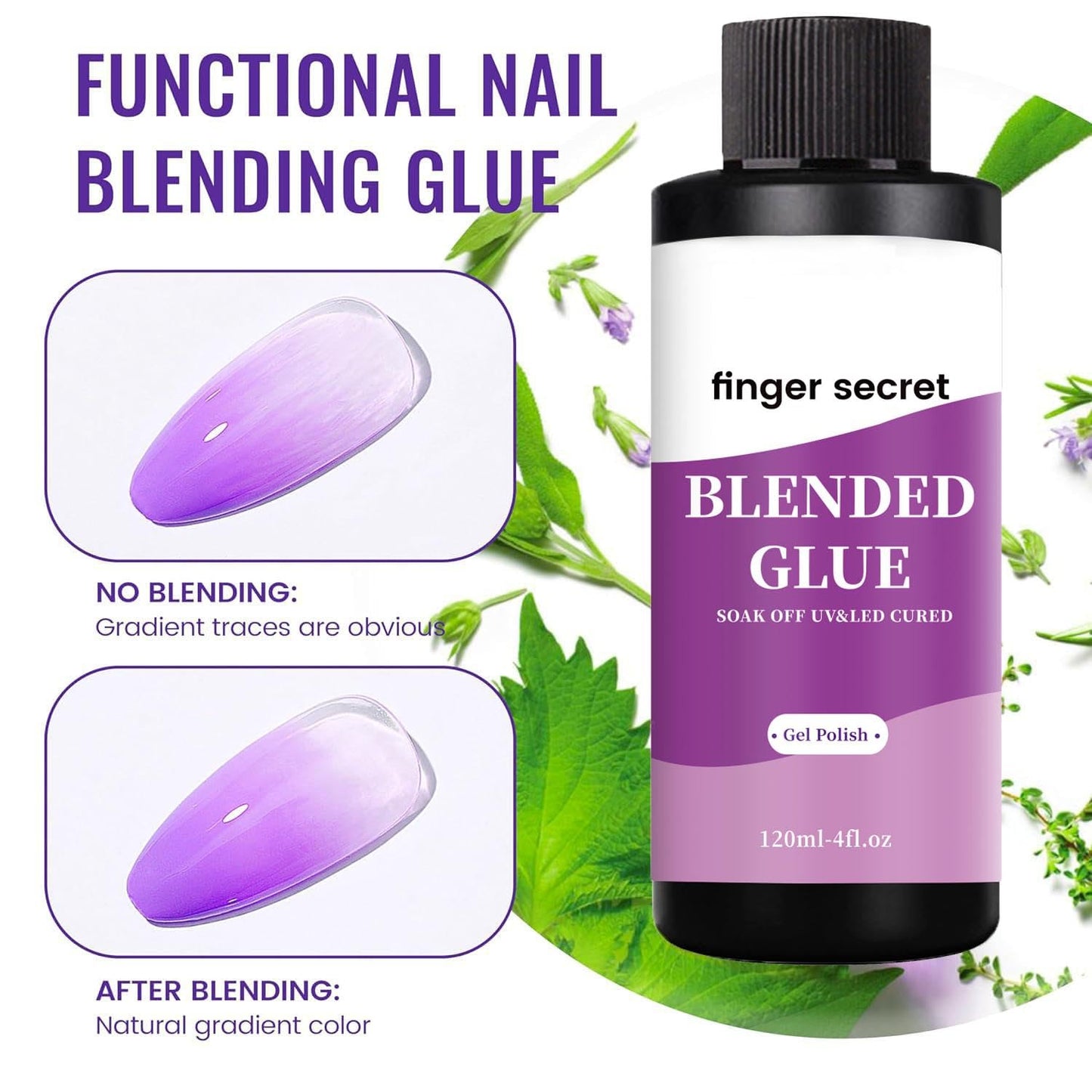 Nail Blending Glue,Clear Gel Nail Polish Thinner Mixing Glue for Blending Modulating Color add Glitter Blend Sequins Nail Designer DIY or Manicure Salon Home 120ml/4floz