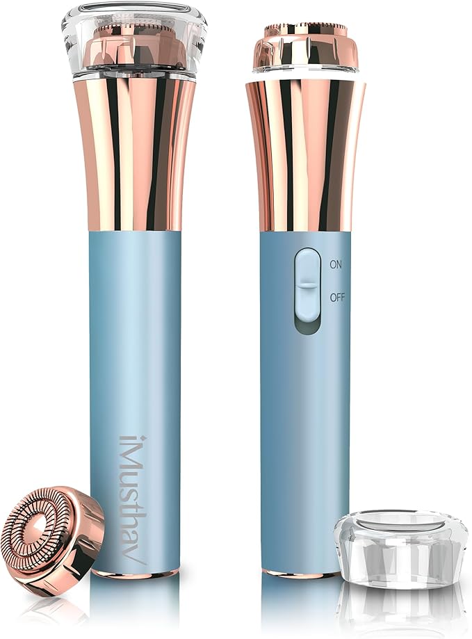 Professional Fast, Precise, Painless Facial Hair, Lips and Chin Remover for Women, USB Rechargeable Facial Epilator, 18K gold-plated hypoallergenic 13mm Dual ring floating head, 360° LED light