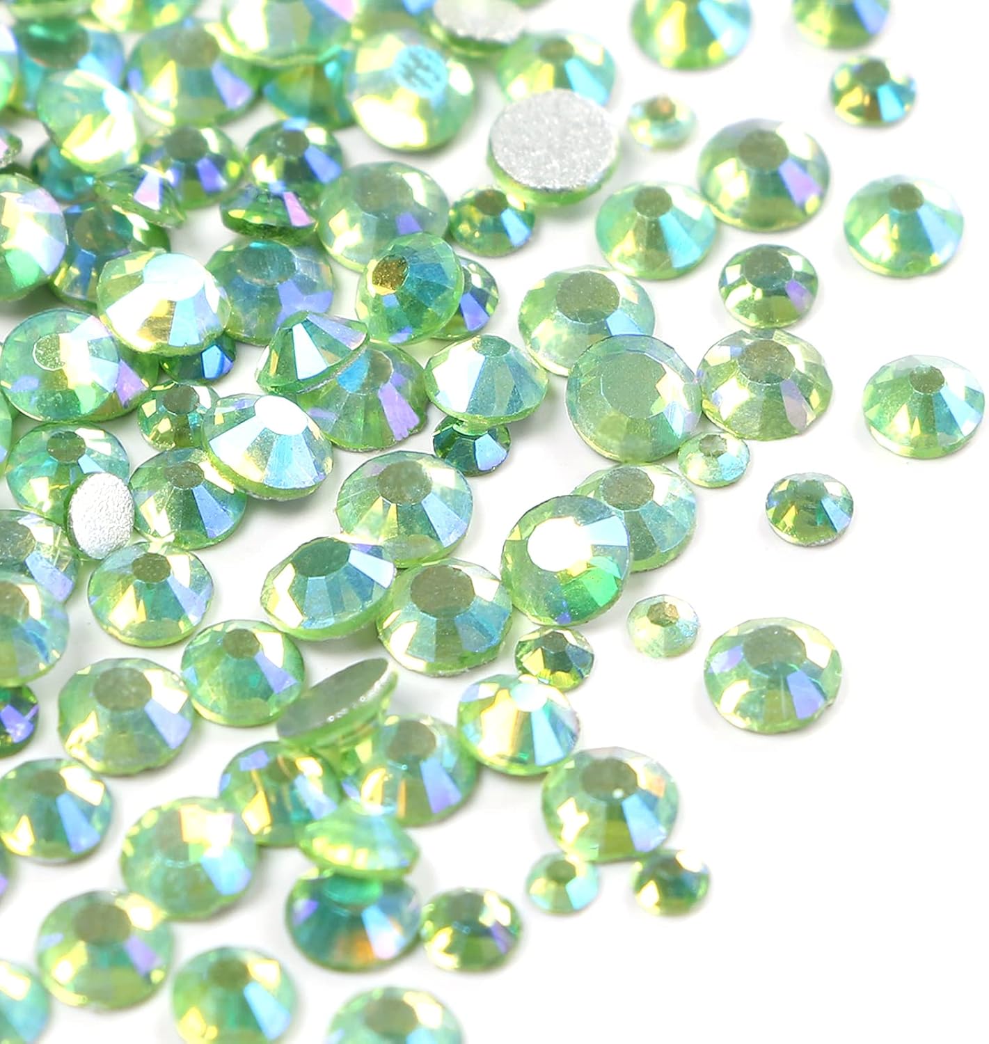 3456pcs Flatback Rhinestones Glass Charms Diamantes Gems Stones for Nail Art 6 Size ss4~ss12 Light Green AB