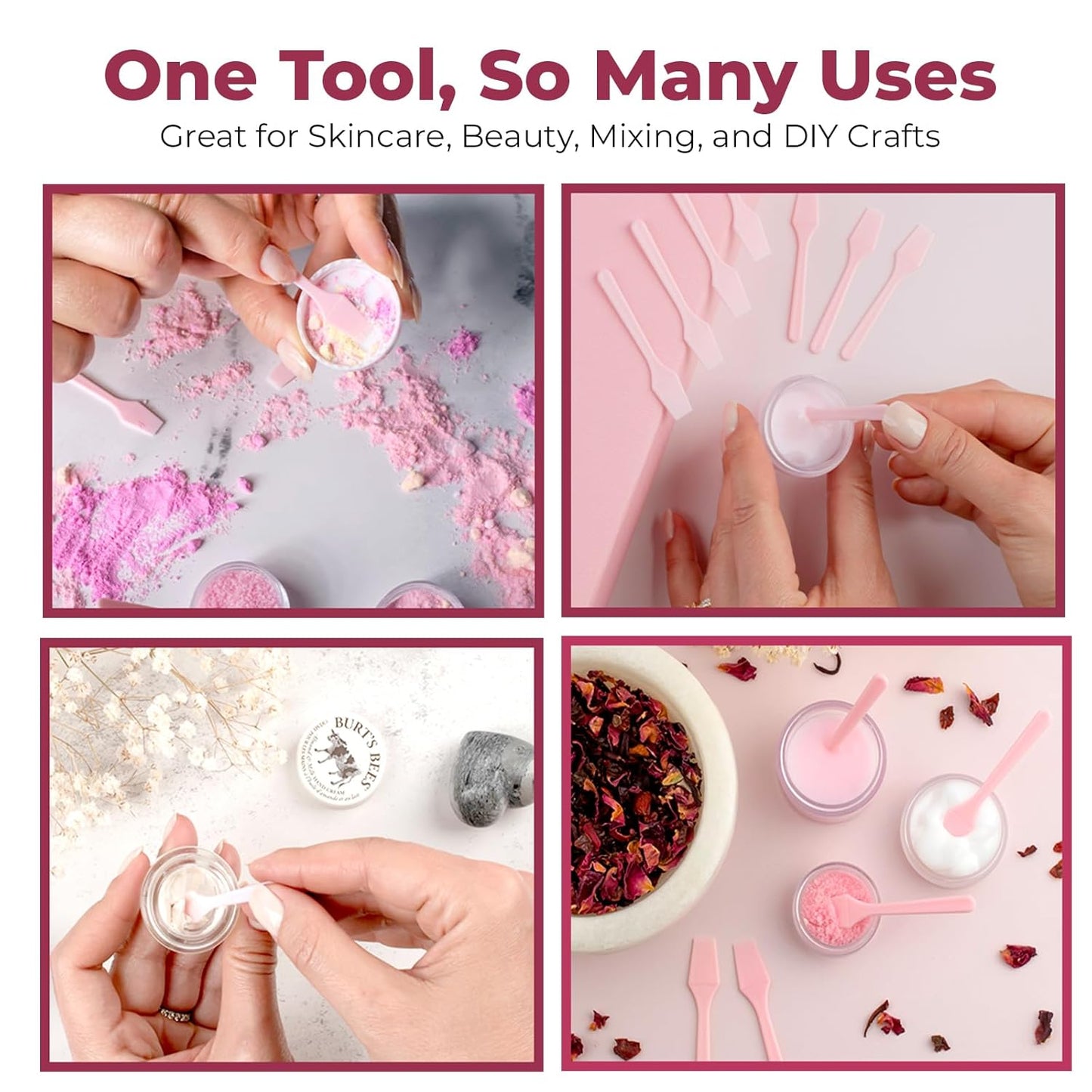 Mini Face Cream Spatula (2.5", 500 Pack) - Small Lotion Spatula Tool for Skincare, Creams & Crafts | Skincare Applicator for Mixing, Cosmetic, Face Mask | Disposable Makeup Paddles | Pink