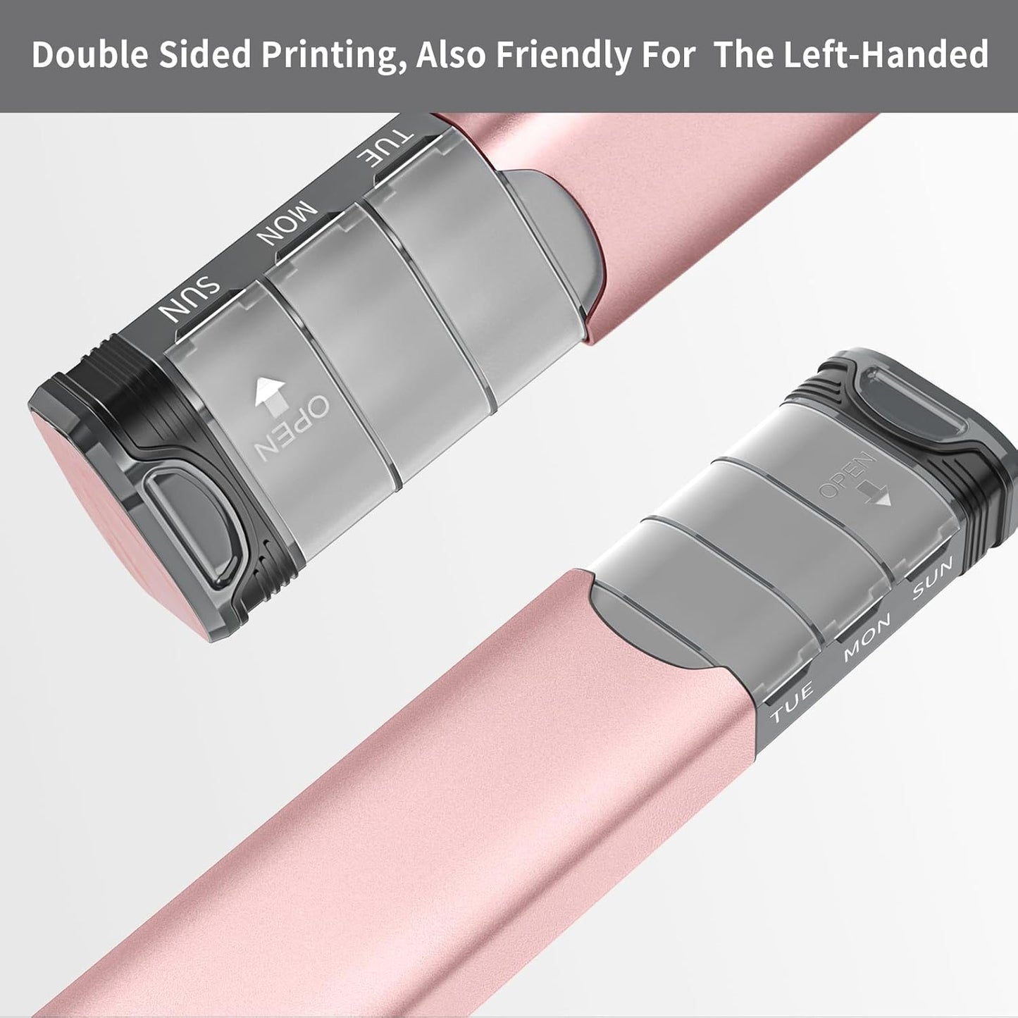 Metal Weekly Pill Organizer, Serfeymi Aluminum Daily Pill Box(Spare Gasket Provided),7 Day Pill Case Travel Medicine Organizer,Pill Containers with Individual Lid for Vitamins,Pills, Supplement-Pink