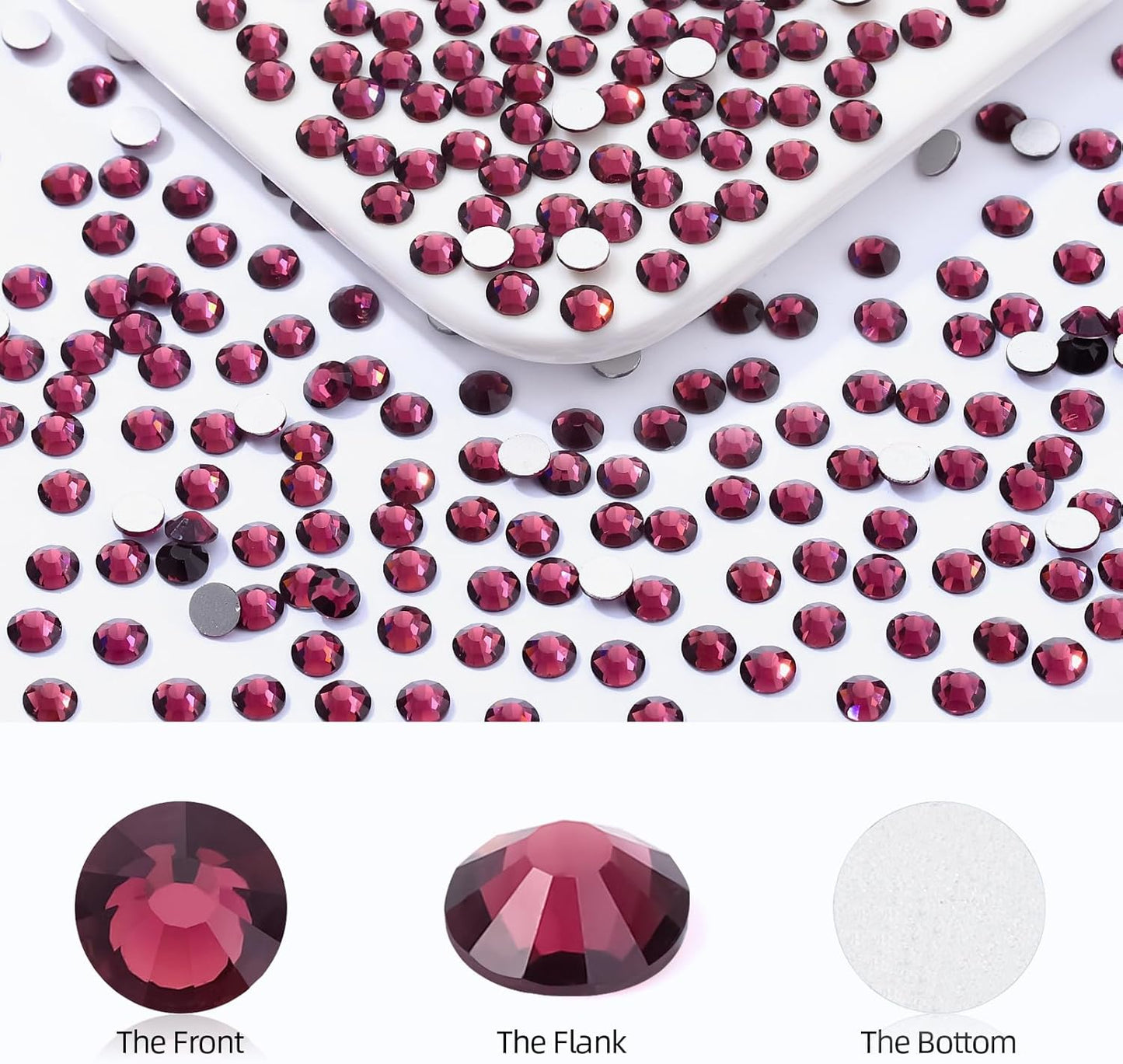 Purple Flatback Rhinestones, Glass Rhinestones for Nail Art and Craft, Glue Fix, Loose Crystal Gemstones(Purple, SS16, 2880pcs, 3.8-4.0mm)