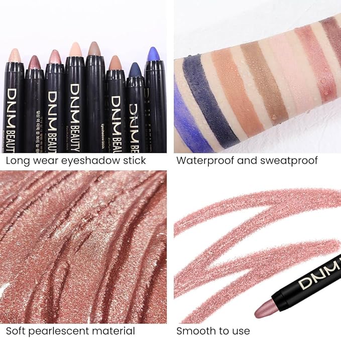 Kaely 8Pcs Cream Eyeshadow Stick Set for Eyes,Sand Orchid Rose Desert Ginger Caramel Midnight Blue Blue,Halloween Makeup,Matte Shimmer Eye Shadow Pencil Pen Crayon Waterproof,sombras para ojos 04