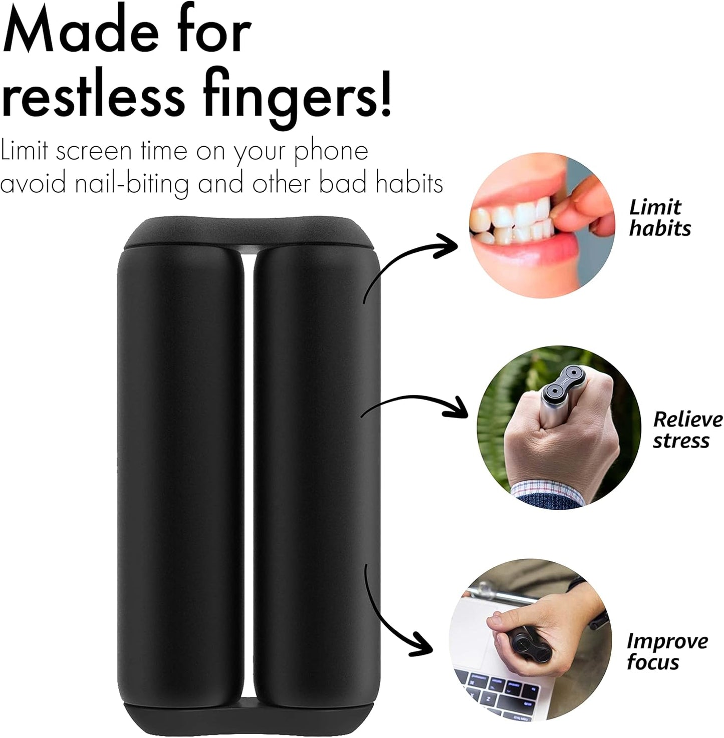 ONO Roller - Handheld Fidget Toy for Adults | Help Relieve Stress, Anxiety, Tension | Promotes Focus, Clarity | Compact, Portable Design (Full Size/Aluminum, Black)