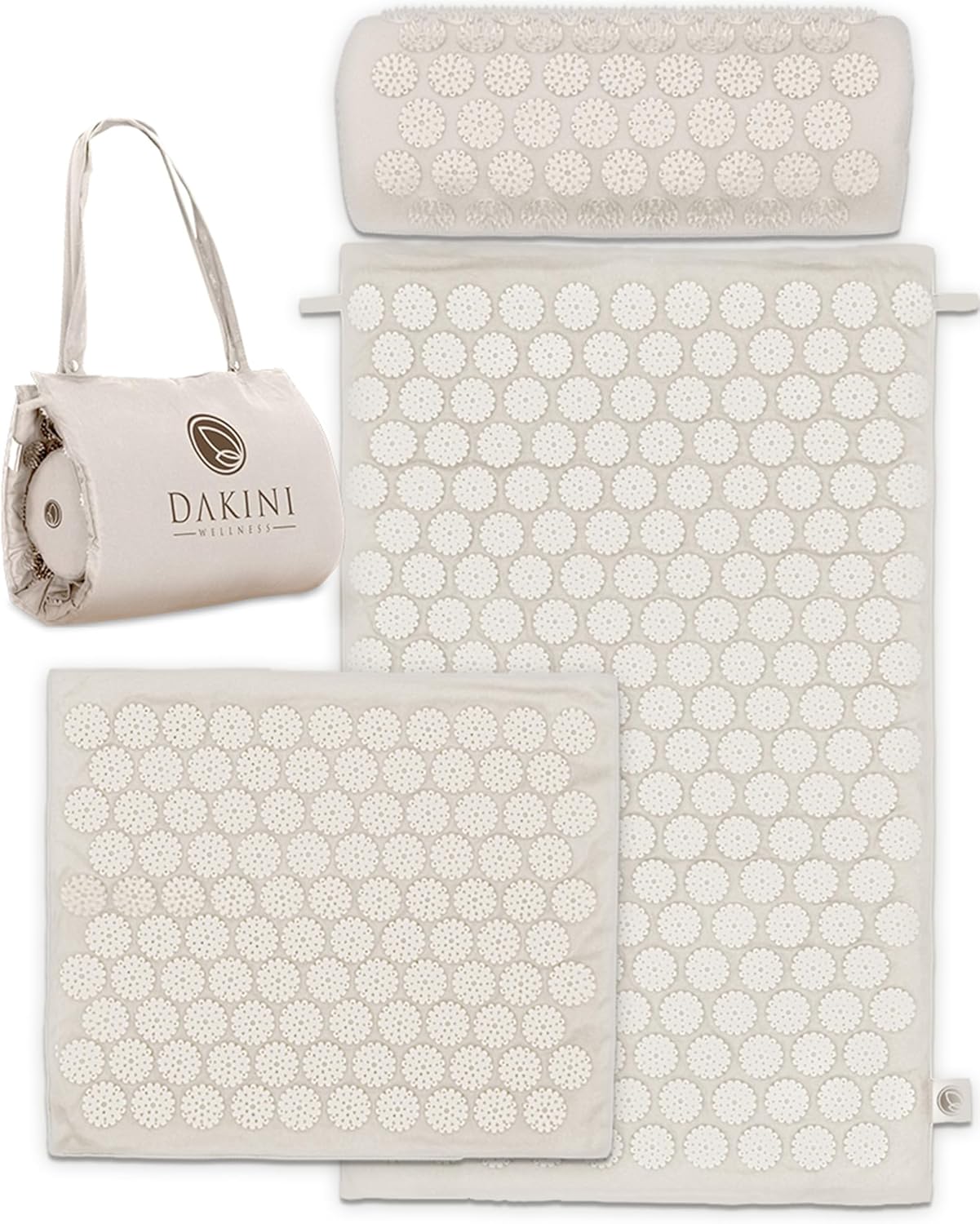 Acupressure Mat and Pillow Set with Extra Mini Accupressure Massage Mat - Acupuncture Mat Full Body - Accupoint Mat for Back Pain (Natural Cotton)