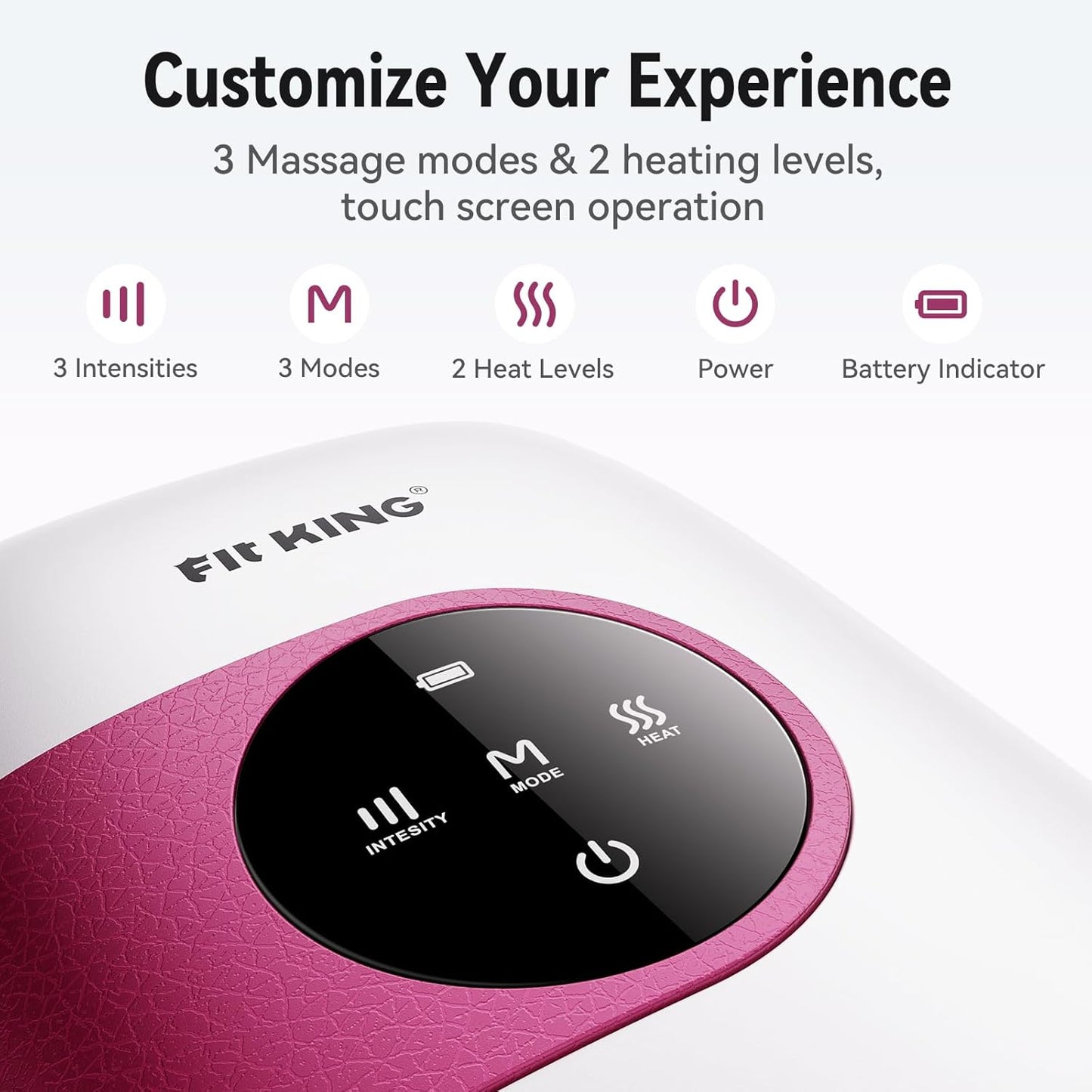 FIT KING Hand Massager with Heat for Hand Massage and Arthritis Carpal Tunnel Finger Numbness Relief - Cordless & Portable & Touch Screen - Birthday Gifts for Wife Mom Girlfriend