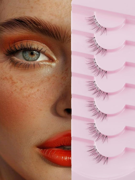 Natural Half Lashes Cat Eye Eyelashes 13MM False Eyelashes Natural Corner Lashes Wispy 3D Volume Half Eyelashes Pack with Thin Cotton Band 3/4 Lashes Extension 7 Pair Siligli