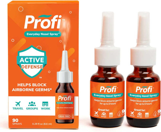 Profi Everyday Nasal Spray - Helps Defend Against Airborne Germs and Allergies, Lasts Up to 8 Hours, Advanced Nasal Spray for Air Travel, Work, Conferences & Indoor Gatherings - 180 Sprays, 0.58 FL OZ