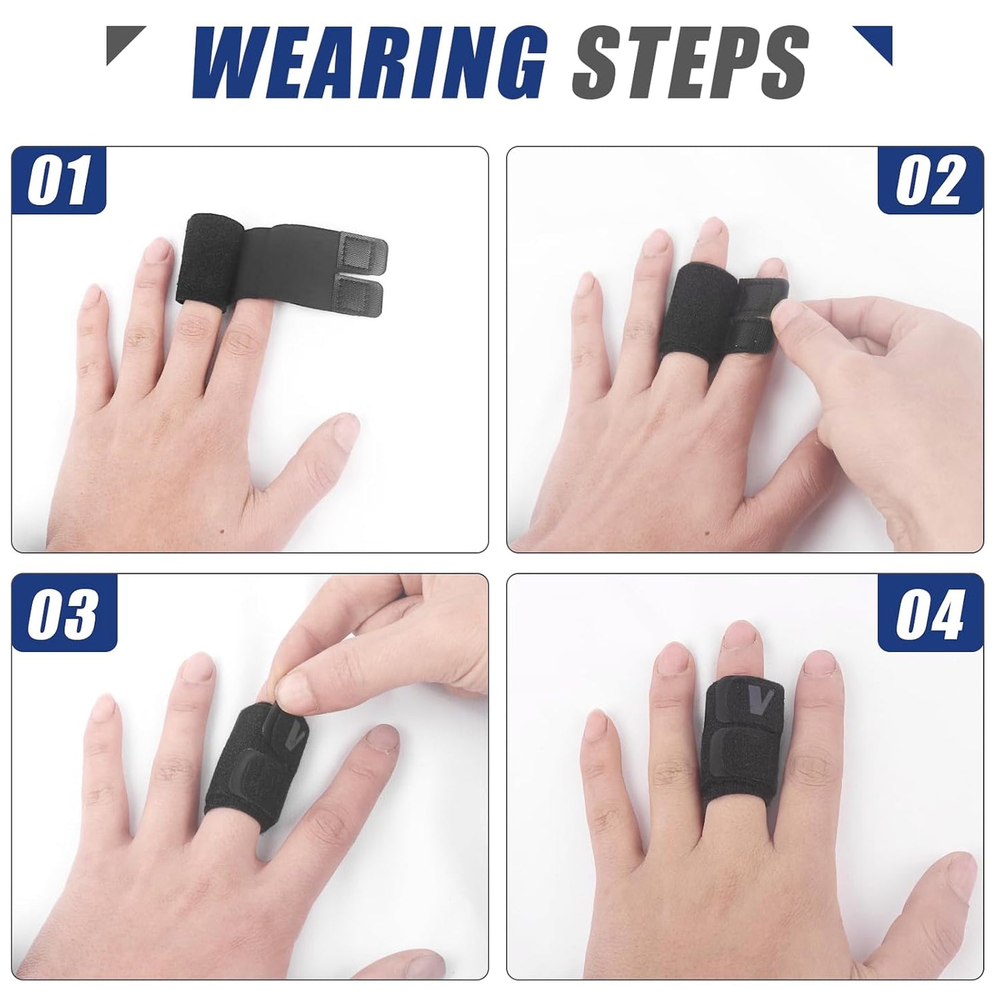 Finger Splint (No Metal Support), 2PCS Lightweight OK Cloth Finger Sleeve/Brace for Arthritis, Tendonitis & Pain Relief, Adjustable Compression for Sports Injury Relief (Basketball, Tennis, Volleyball, Badminton, Golf) – Single Finger Design - M