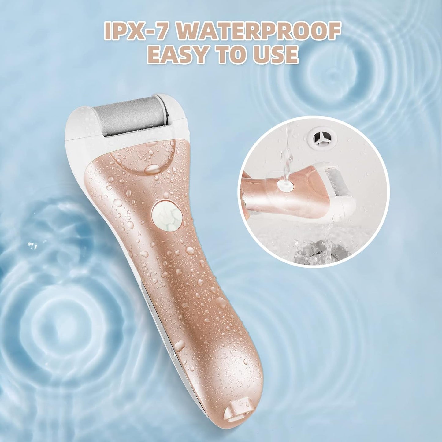 Callus Remover for Feet, Nicebirdie Electric Foot File Callus Removers Rechargeable Waterproof Pedicure Tools Foot Scrubber Shaver Feet Care Tool for Cracked Heels Dead Skin （Golden）