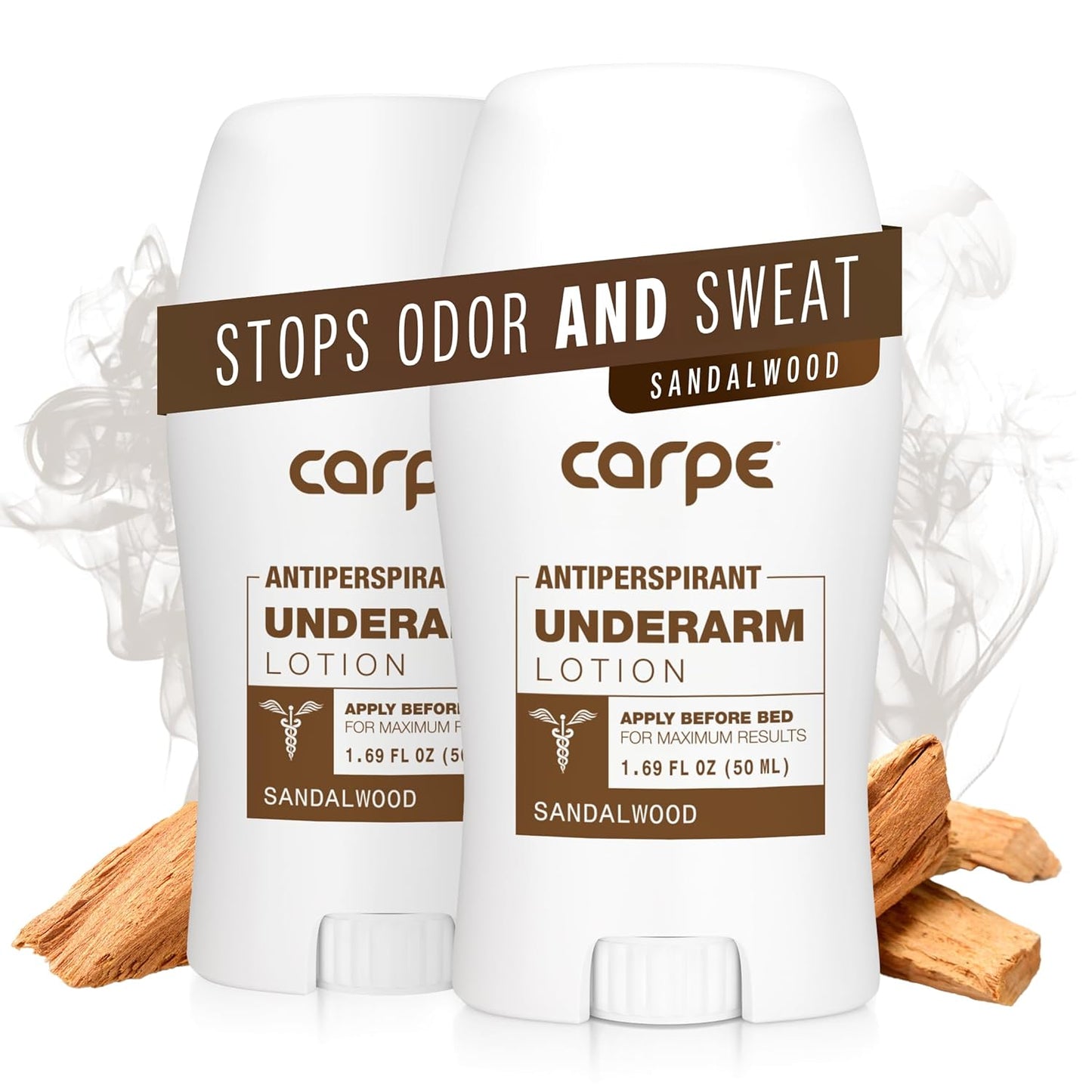 Carpe Underarm Antiperspirant Deodorant Advanced Sweat & Odor Protection Formula - Deodorant for Men & Women - Helps to Combat Excessive Sweating with Odor Control - Sandalwood (Pack of 2)