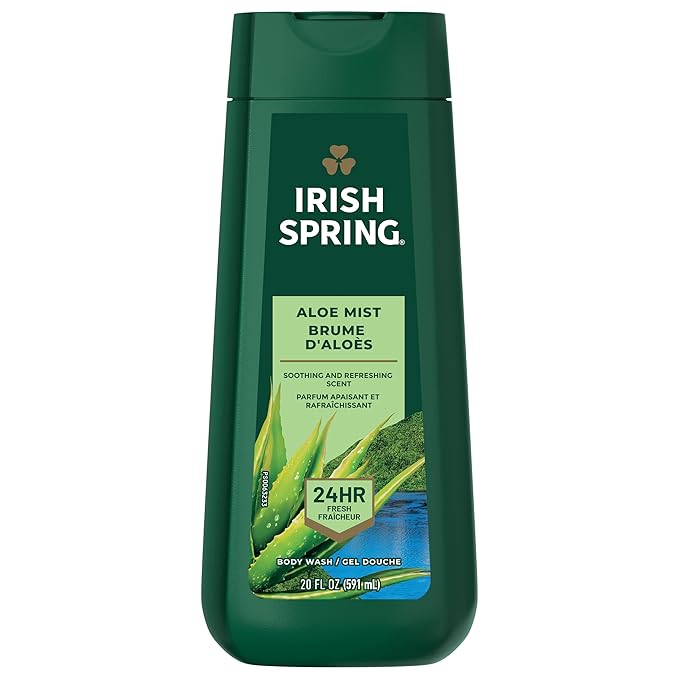 Irish Spring Men's Body Wash Shower Gel, Aloe Mist, 20 Oz, 4 Pack