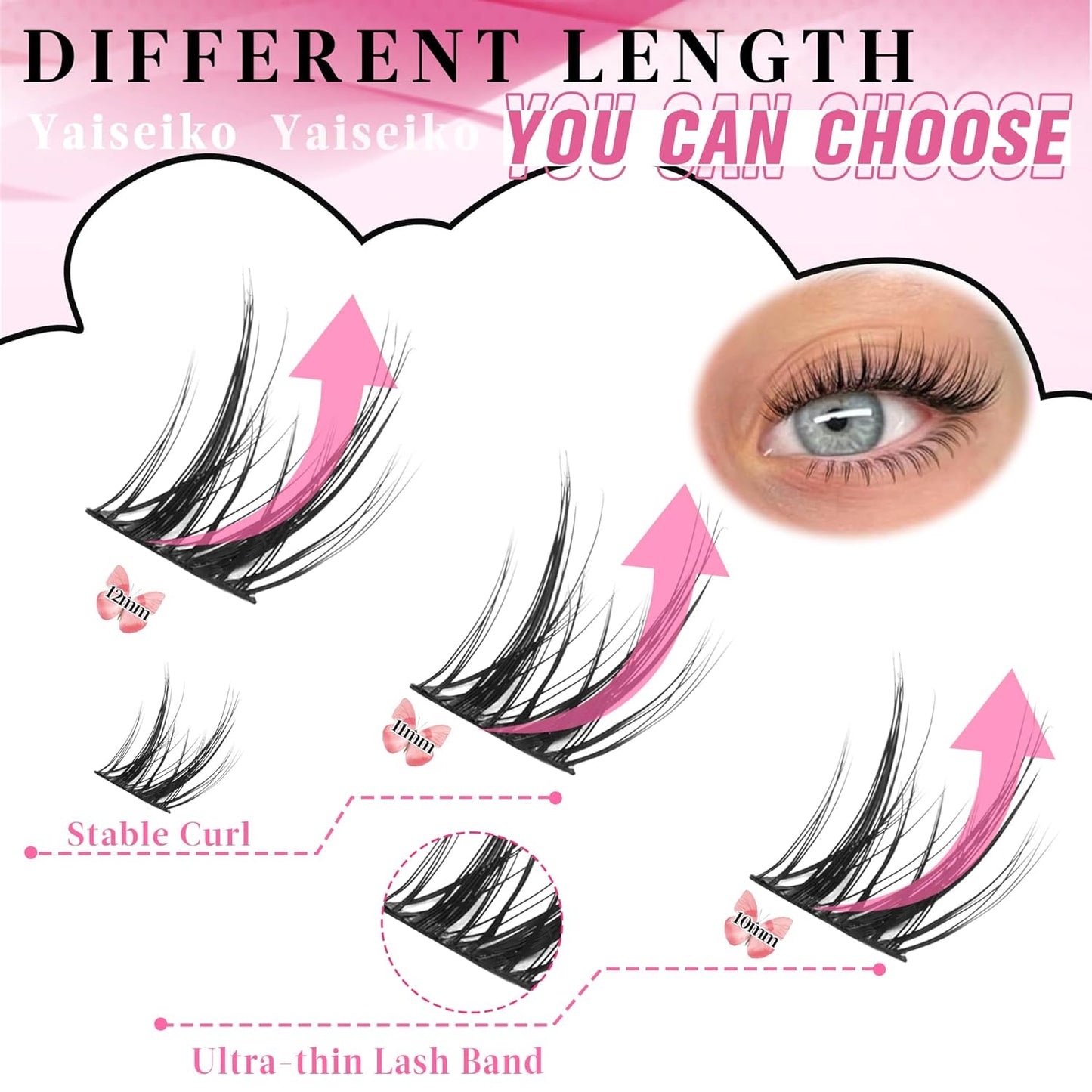 Wispy Lash DIY Natural C Curl Individual Eyelash Extensions 10-12mm Short Manga Clusters 120pcs