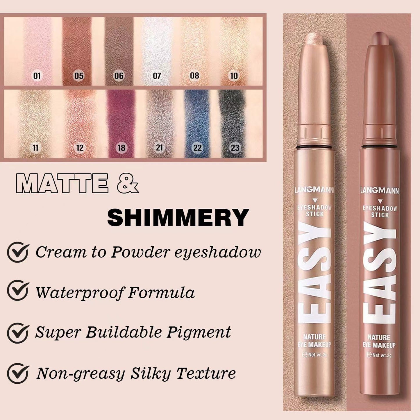 Blue Eyeshadow Stick Shimmer Cream Single Eyeshadow Pencil Makeup, High Pigmented Crease-proof Eye Shadow Brightener Stick, Hypoallergenic Waterproof Long Lasting Eye Highlighter stick(B-22#)