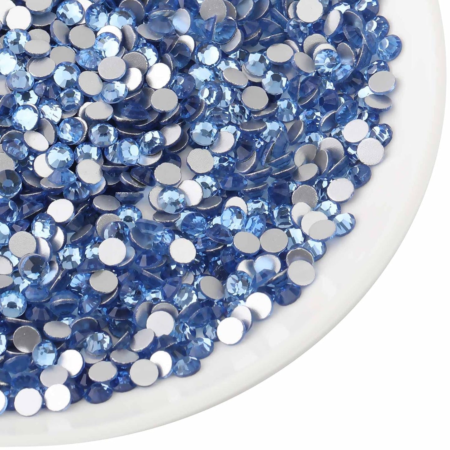 Beadsland 1440pcs Flat Back Crystal Rhinestones Round Gems for Nail Art and Craft Glue Fix,Light Blue,SS16,3.8-4.0mm