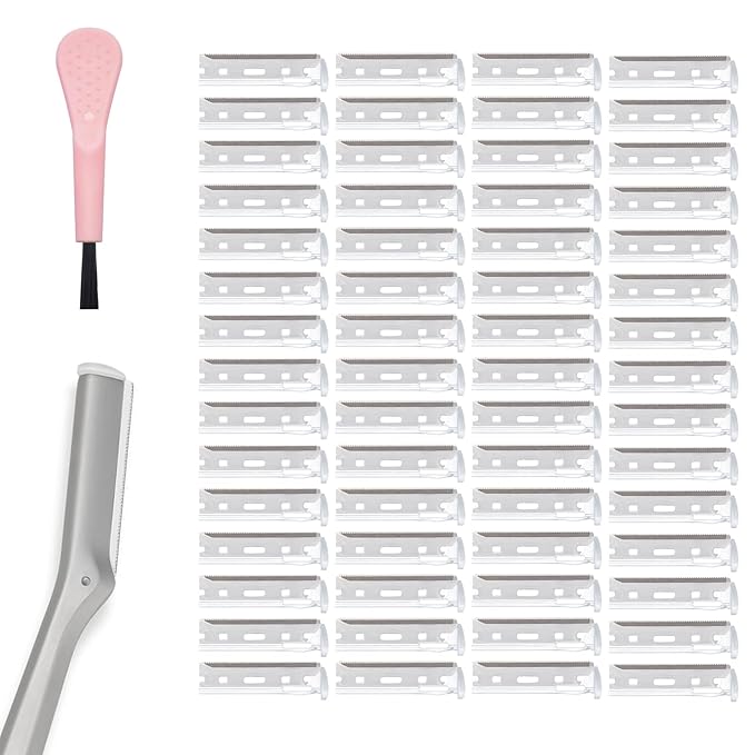 Facial Razor Replacement Blades Be suitable for Twee zerman Stainless steel blade,Including one cleaning brush. 60 Count (Pack of 1)