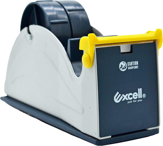 WOD TTD2SD Tabletop Twin-Roll Steel Desktop Tape Dispenser, Blue & Gray - Fits Tape up to 2 inch Wide, Holds 3 inch core, Weighted Rubber Base for Stability