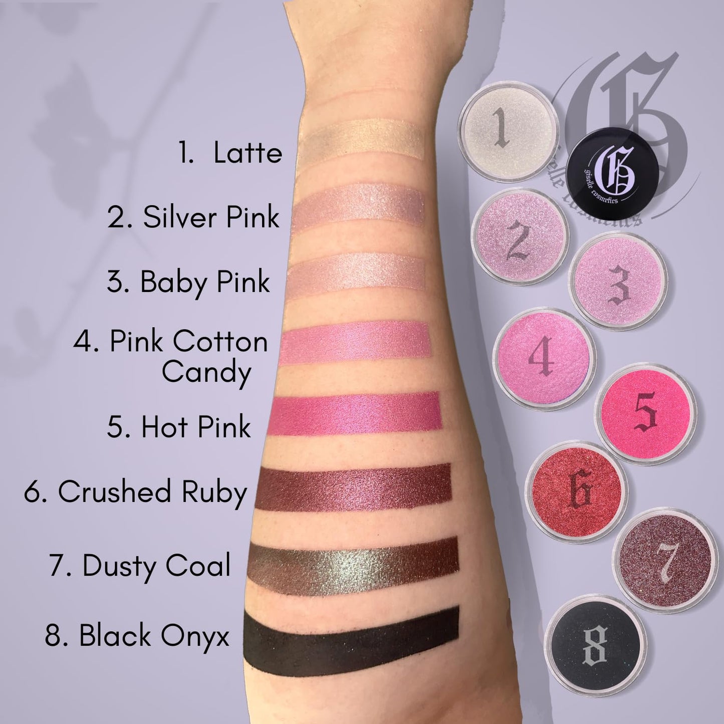 Silver Pink Mineral Loose Eyeshadow - Organic Sparkle and Shimmer Eyeshadow Palette - Highlighter Makeup with Light Pink, Purple, Lavender, Rose Gold, Metallic & Hot Pink Tones