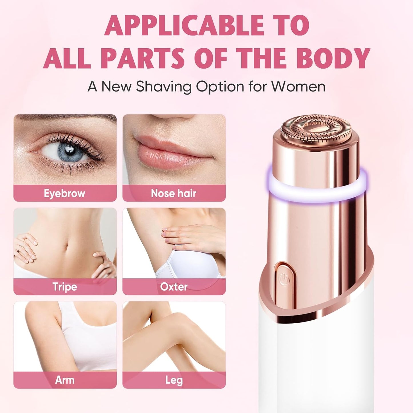 Facial Hair Remover for Women- 2-in-1 as Seen on TV Painless Face Shaver -Mini Hair Remover, Electric Razor Shaver Portable Bikini Epilator for Lips, Chin, Armpit, Peach Fuzz,Neck, Cheek