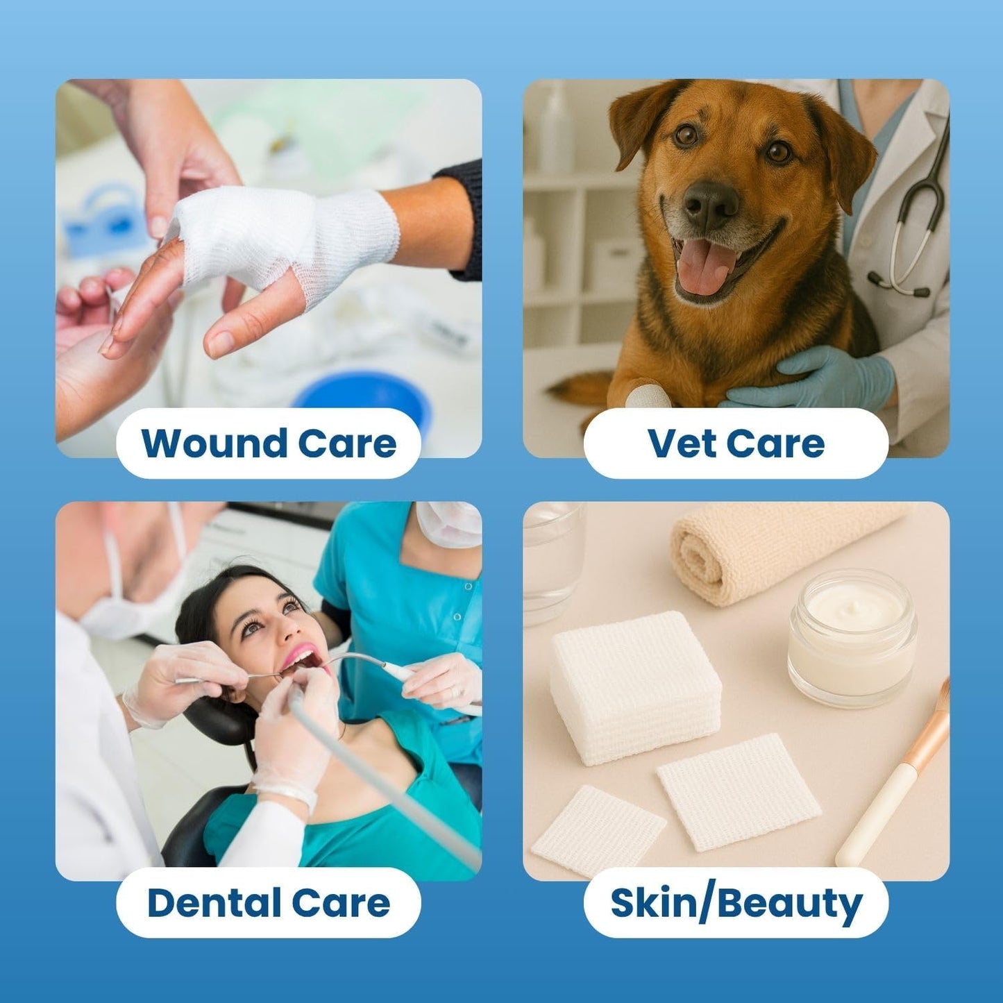 HCS Non-Woven Gauze Sponges 4x4 - Non-Sterile, 4-Ply (200-Count) - Highly Absorbent, Low-Linting Squares - 4x4 Gauze Pads, Large - Medical Supplies, Wound Care, First Aid, Surgical Use, Dental