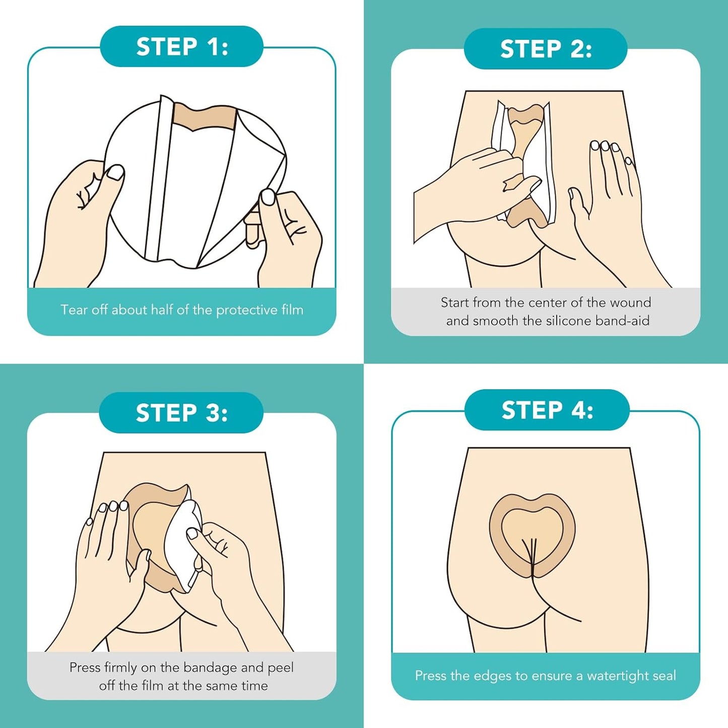 Silicone Foam Dressing Ag Sterile Wound Bandage with Waterproof Gentle Silicone Adhesive Border (5 Packs), 7"x 7" Breathable Ultra Absorbent Pads (7.08x7.08 Inch (Pack of 5))