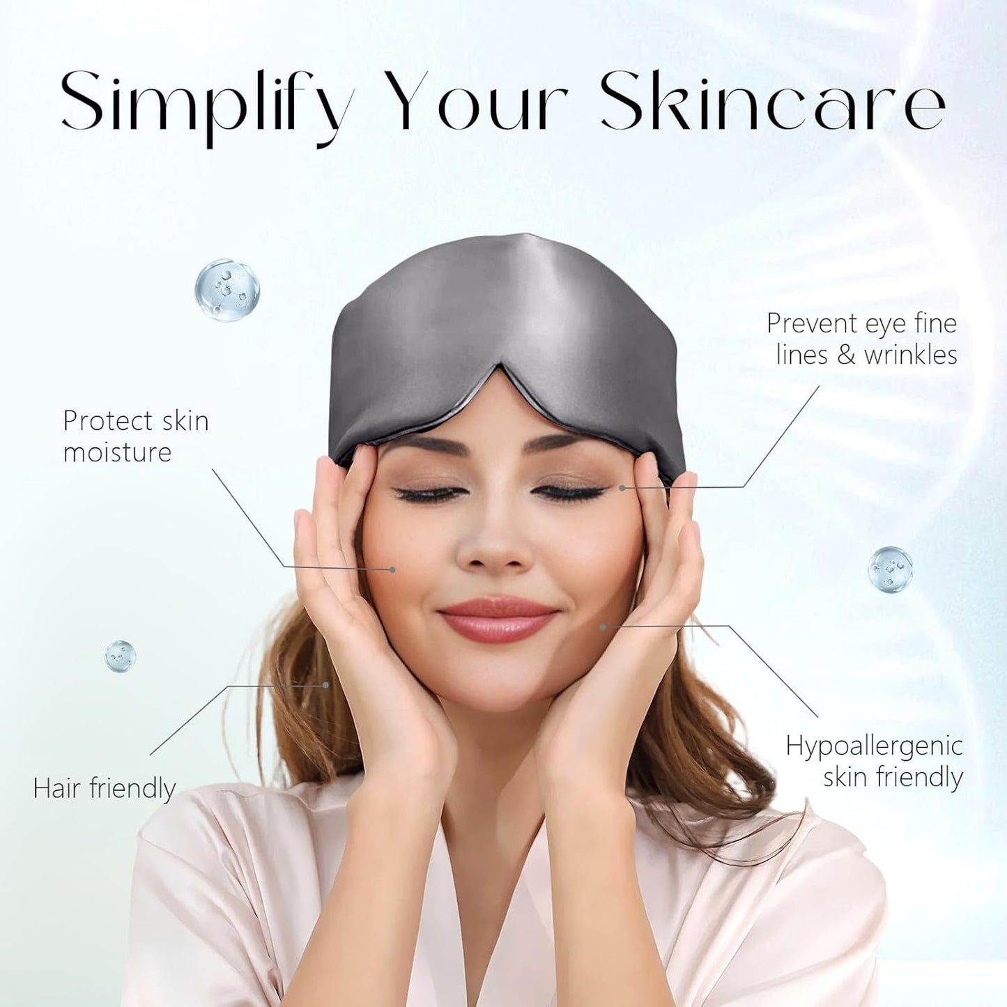 ZIMASILK 100% 22 Momme Mulberry Silk Sleep Mask - Full Silk Filled, Ultra-Soft & Breathable, Face-Hugging Blackout Eye Cover for Sleeping (Blackish Grey)