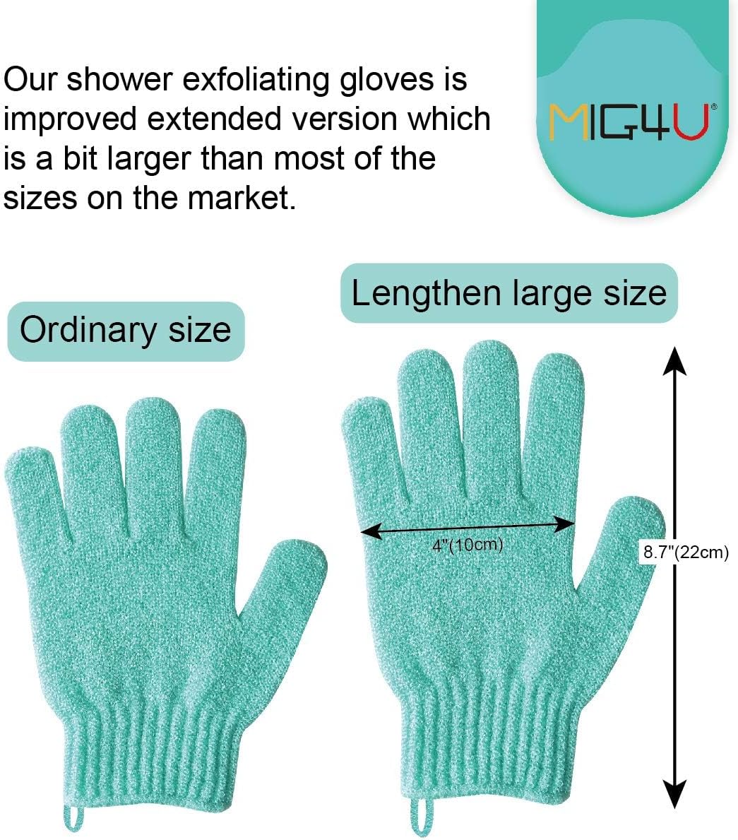 MIG4U Shower Exfoliating Scrub Gloves, Bathing Gloves Body Wash Dead Skin Removal Deep Cleansing Sponge Loofah for Women Men