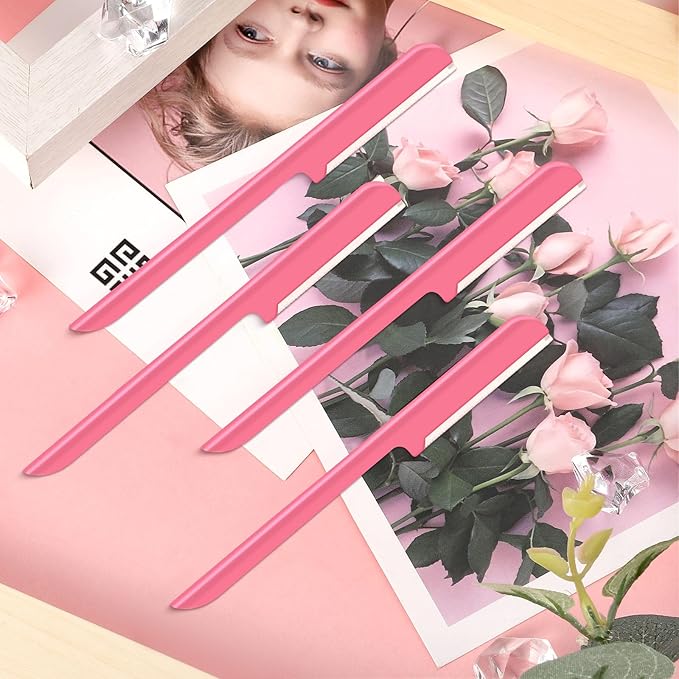 10 Pieces Eyebrow Razor for Women Facial Shaver Razor Brow Shaper Eyebrow Trimmer Dermaplaner Shaping Tool with Cover (Pink)