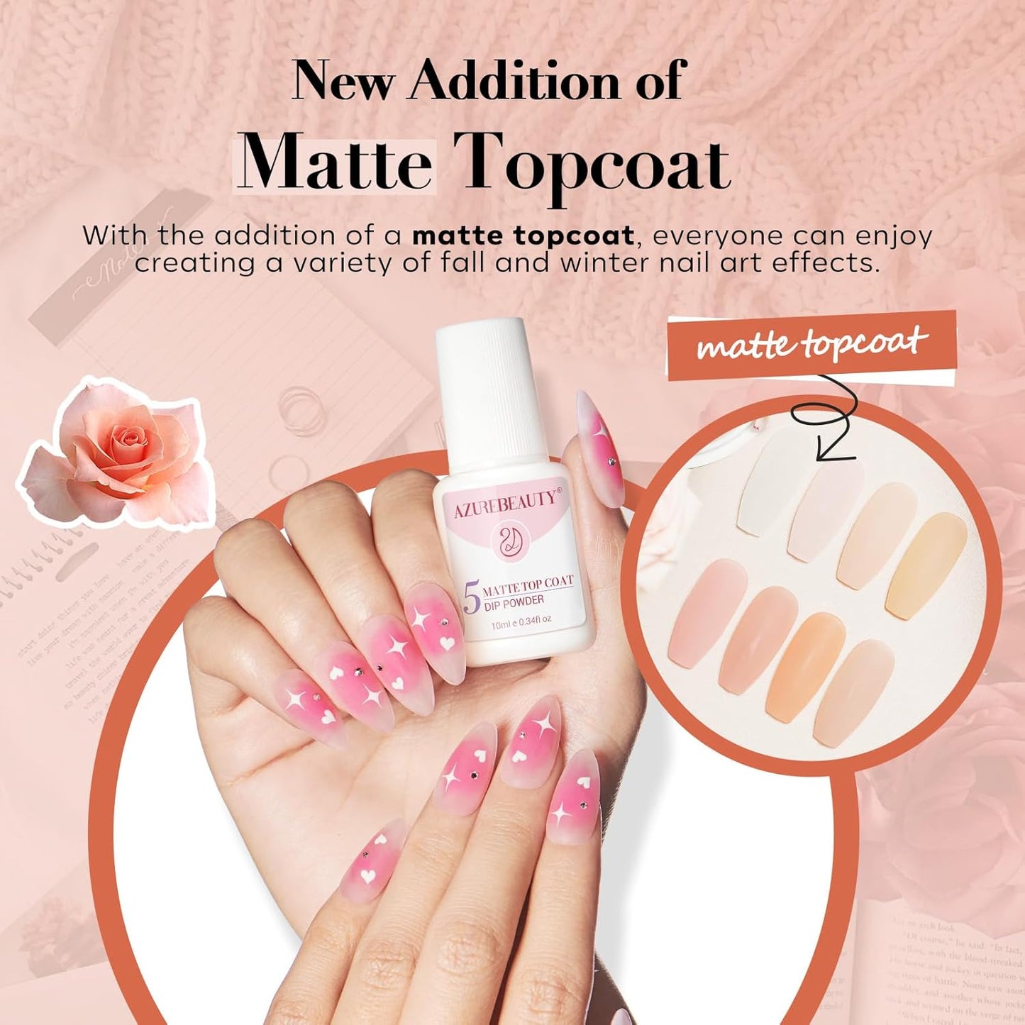 AZUREBEAUTY Dip Powder Nail Kit, Jelly Translucent Milky White Sheer Pink Nude Neutral Clear 8 Colors, Dipping Powder Liquid Set Added Matte Top Coat with Nail Sticks French Nail Art Manicure Salon