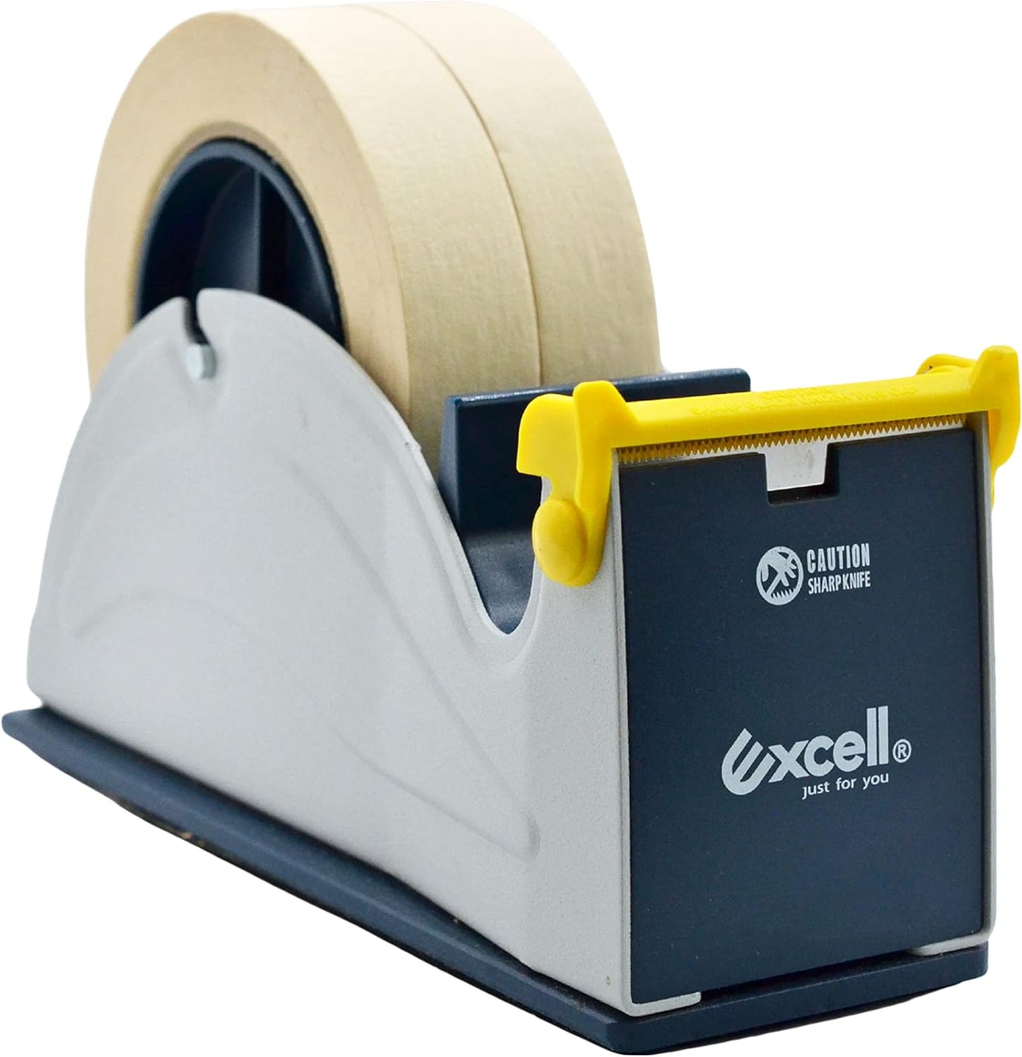 WOD TTD2SD Tabletop Twin-Roll Steel Desktop Tape Dispenser, Blue & Gray - Fits Tape up to 2 inch Wide, Holds 3 inch core, Weighted Rubber Base for Stability