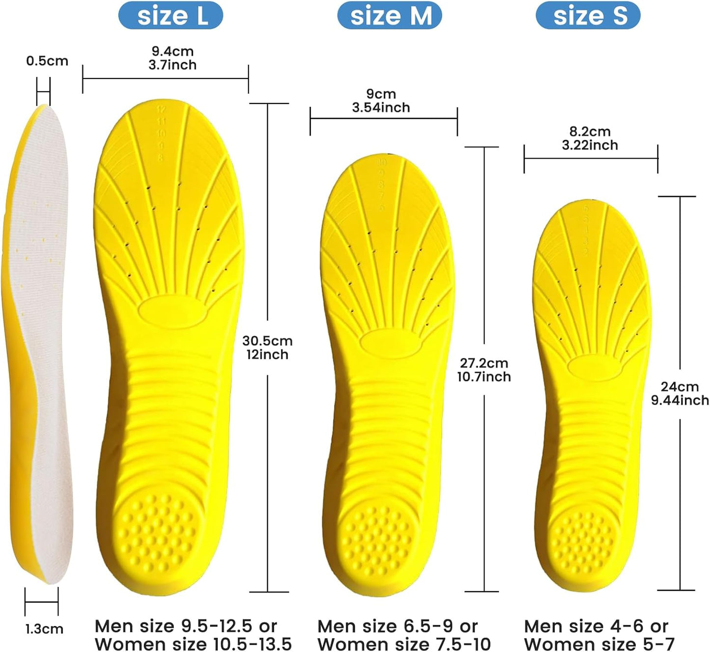 Shoe Insoles, Memory Foam Insoles, Providing Excellent Shock Absorption and Cushioning for Feet Relief, Comfortable Insoles for Men and Women for Everyday Use, S [US M: 4-6/W: 5-7]