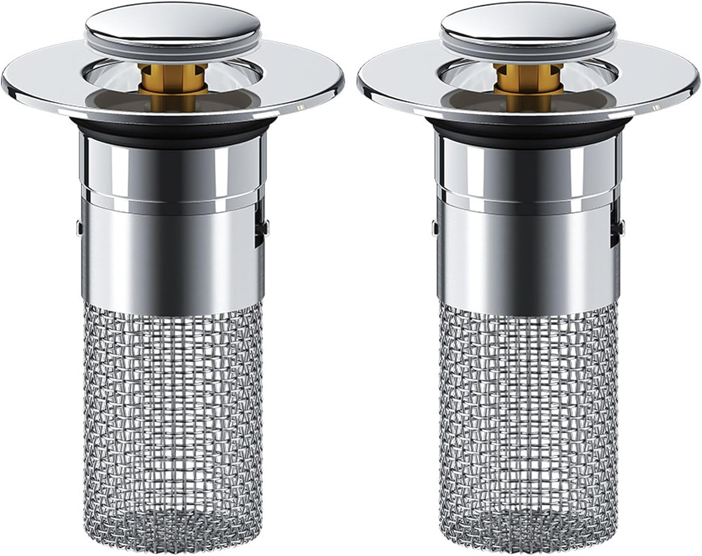 Saker Bathroom Sink Drain Strainer Hair Catcher (2 PCS), Pop-up Drain Filter with Removable Stainless Steel Filter Basket, Prevents Hair Clogs, Suitable for Bathroom Sink Stopper Replacement