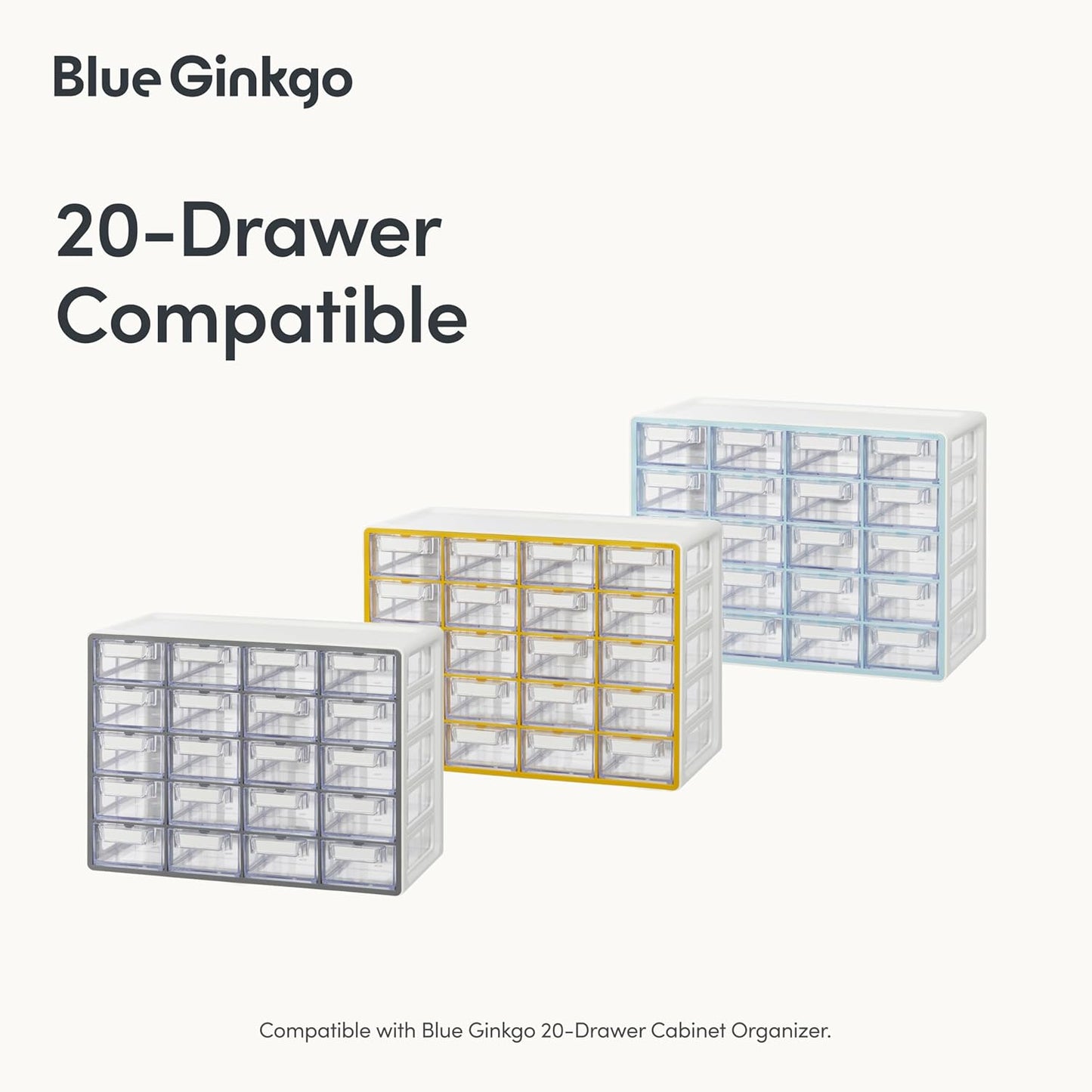 BLUE GINKGO 20 Dividers - Compatible with Small 20-Drawer Storage Cabinet (20-Pack) - Clear