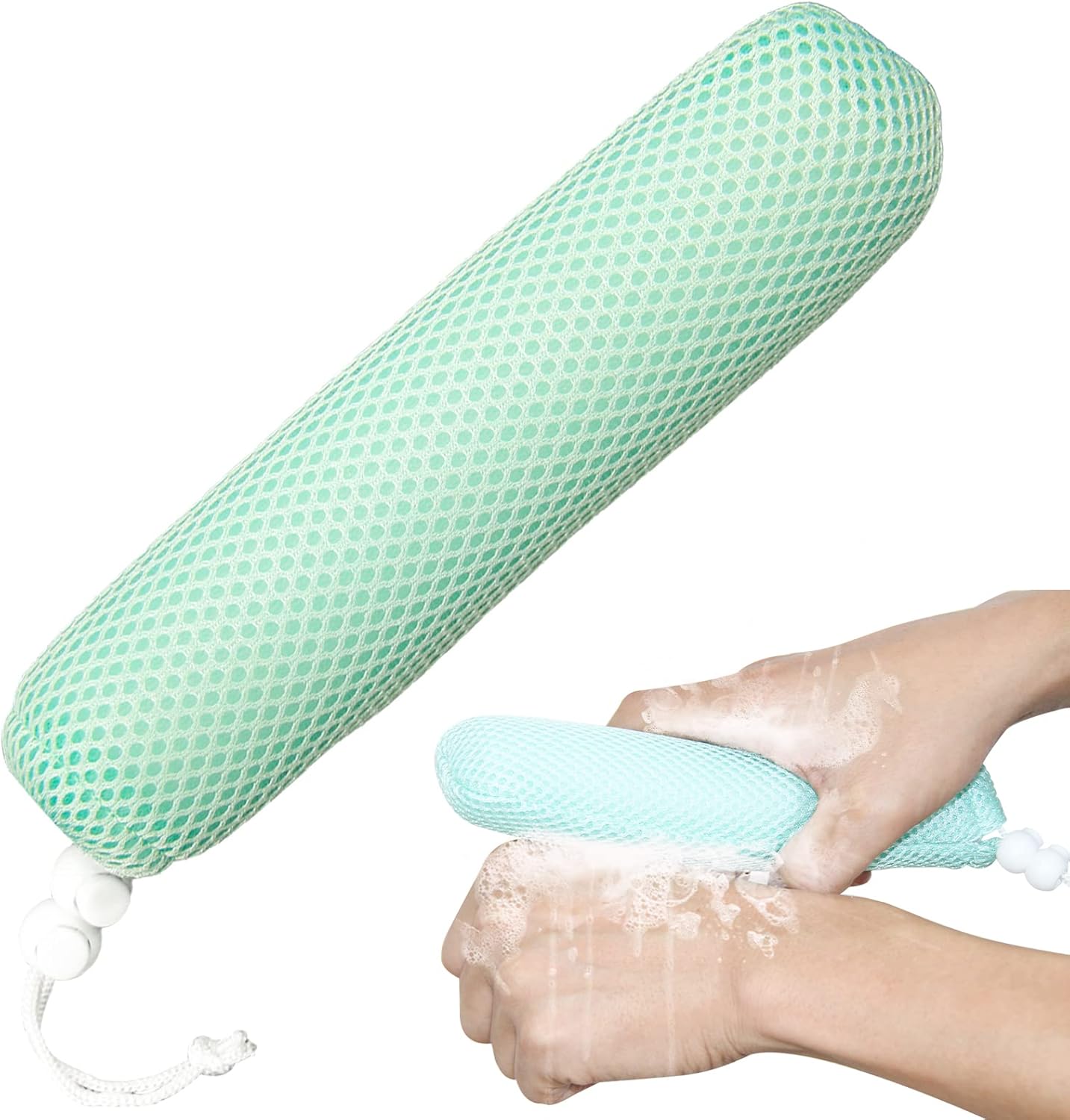 Bath Brush Head with Sponge,Back Scrubber Bath Mesh Bath Body Brush Head for Elderly Aid Bathing and Shower (Blue Head)